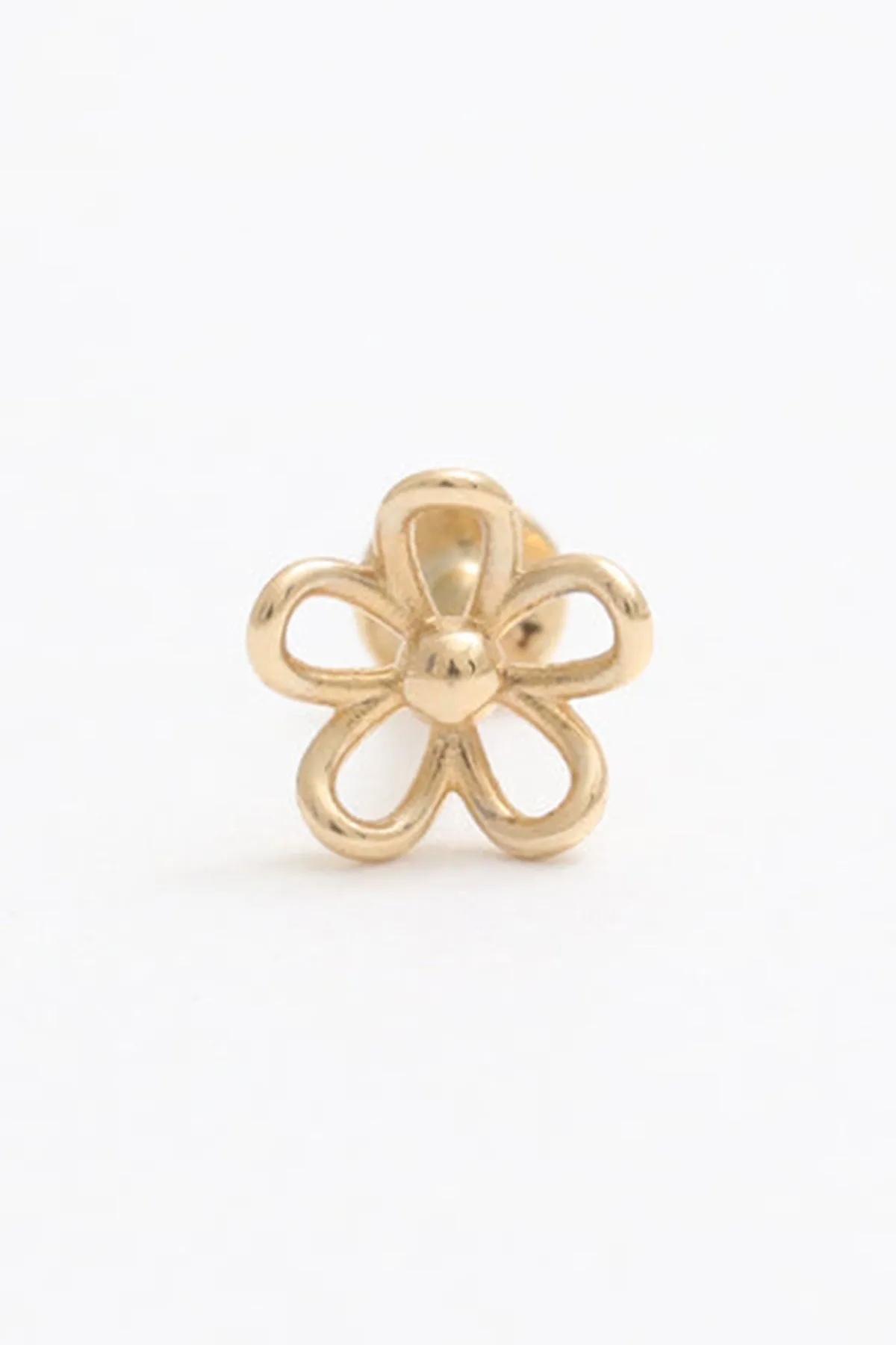 14K 18K Solid Gold Daisy Flower Externally Threaded Flat Back Earring Labret