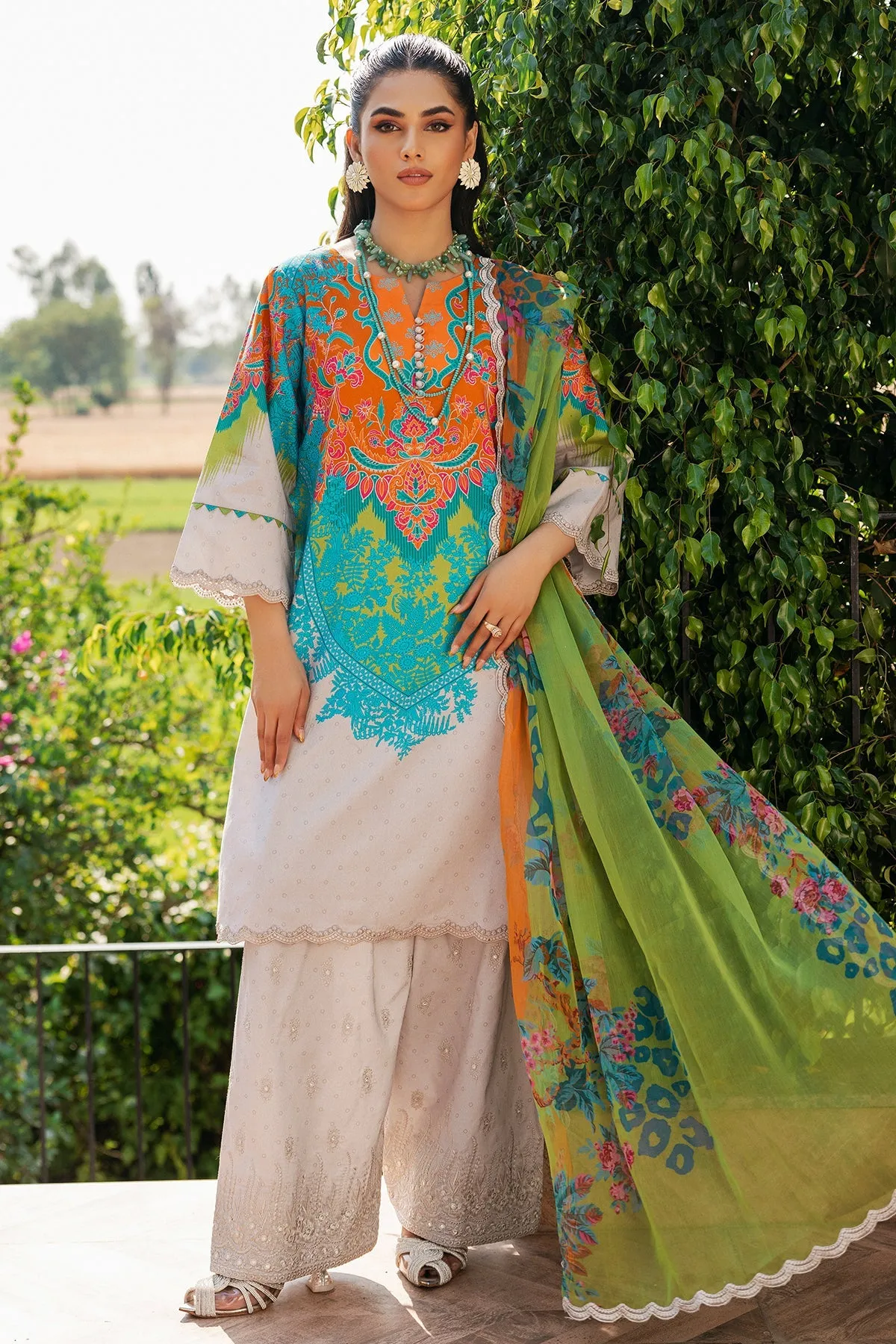 3-Piece Printed Lawn Shirt with Chiffon Dupatta and Trouser - CPM-4-032