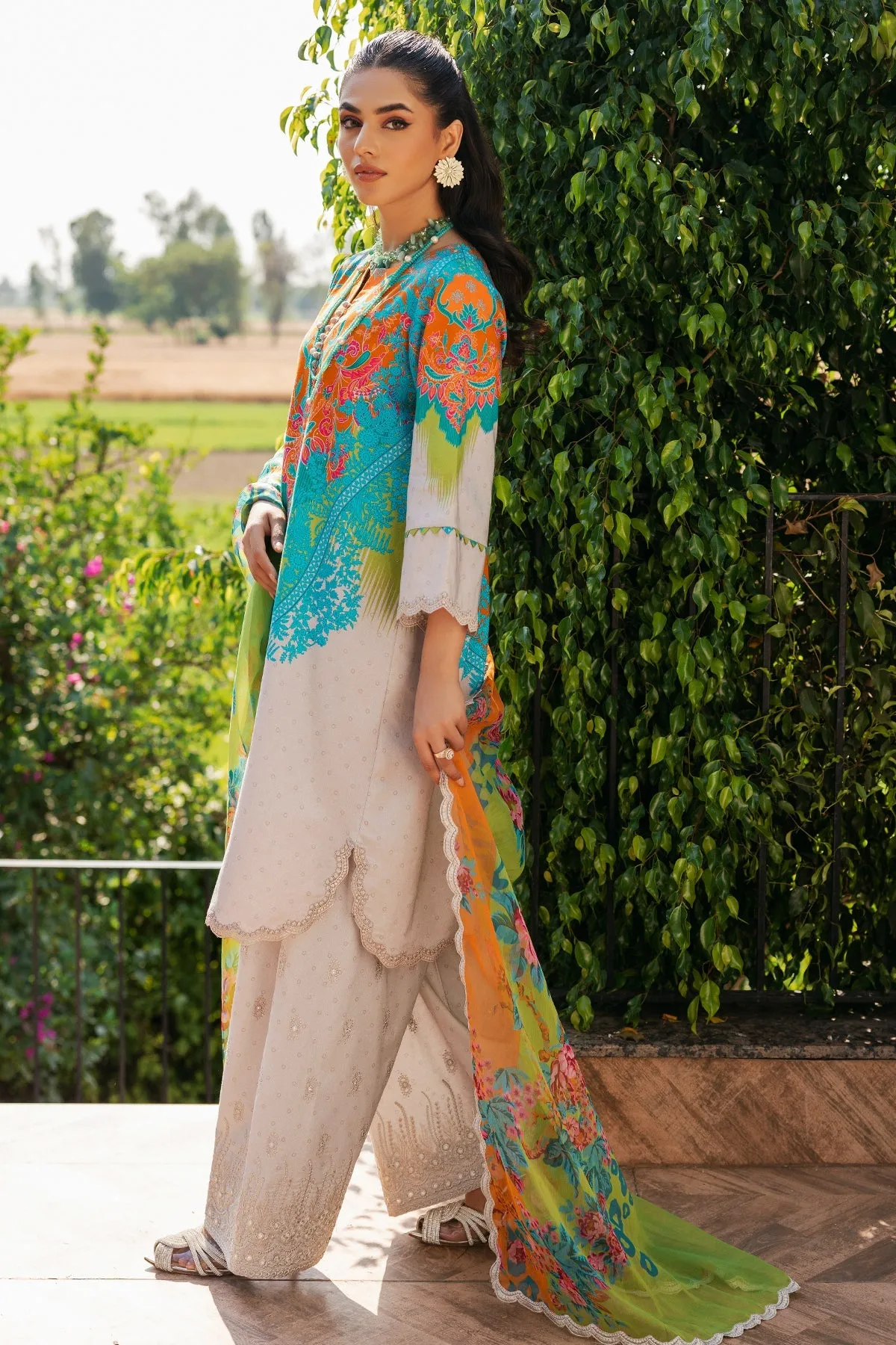 3-Piece Printed Lawn Shirt with Chiffon Dupatta and Trouser - CPM-4-032