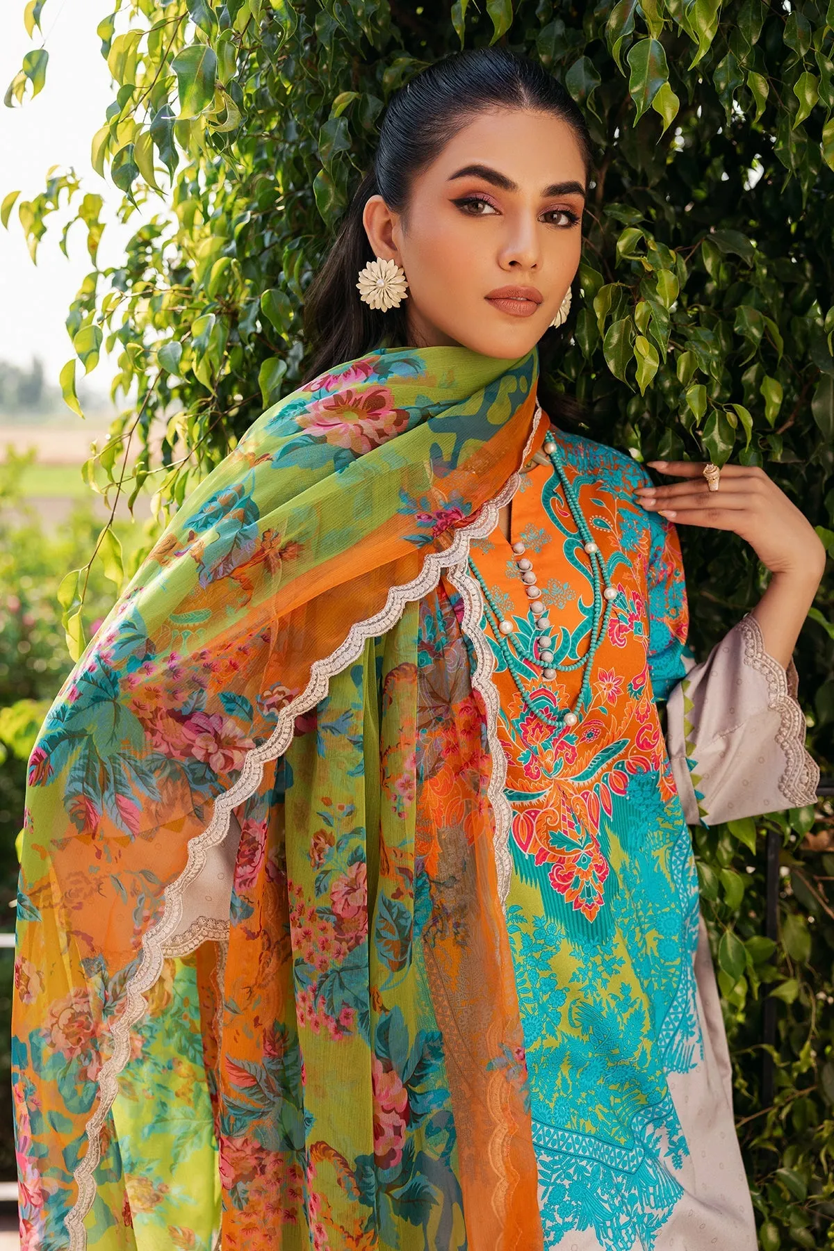 3-Piece Printed Lawn Shirt with Chiffon Dupatta and Trouser - CPM-4-032