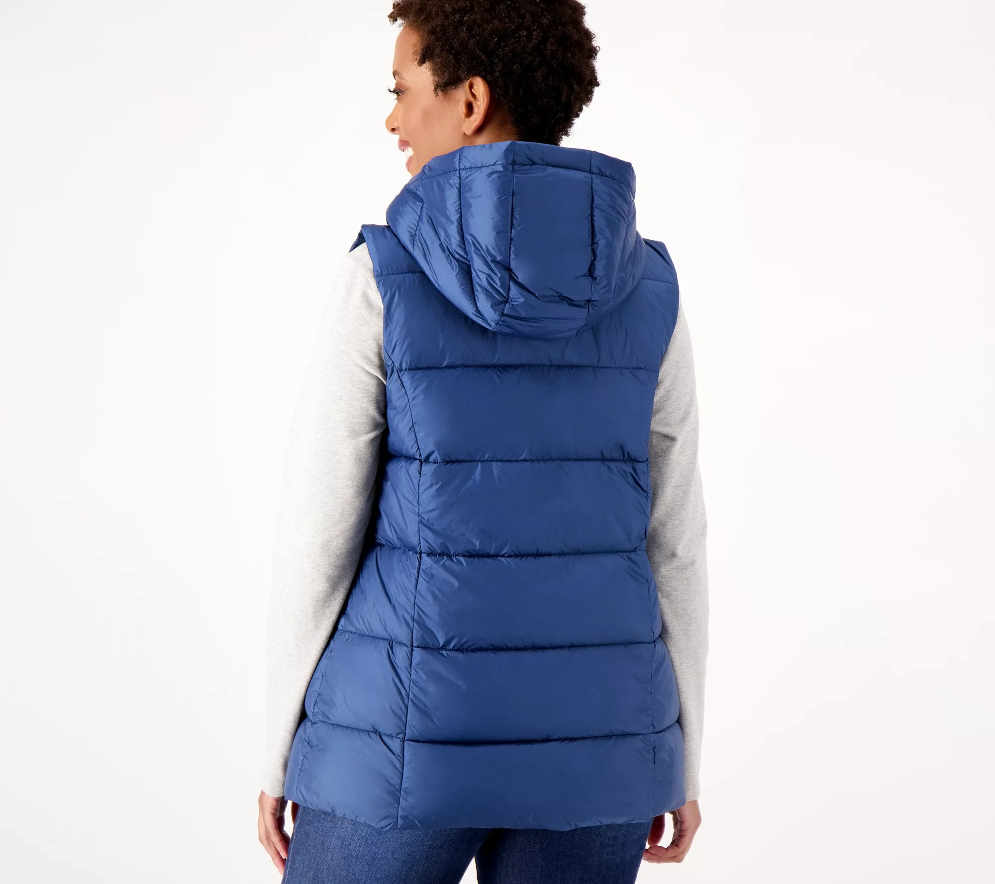 "As Is" Susan Graver Weekend Water Resistant Quilted Vest w/ Zip Off Hood