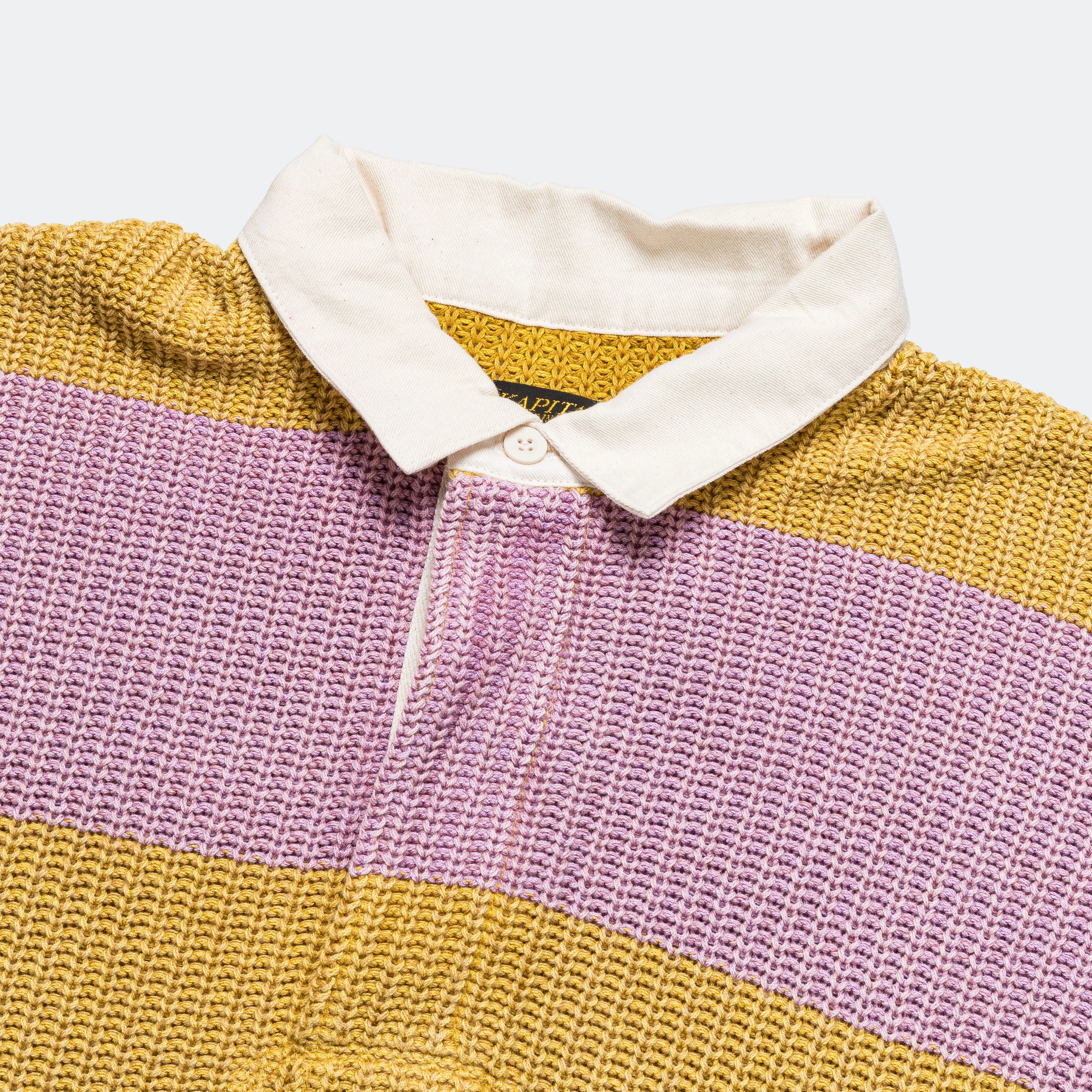 5G Cotton Knit RUGGER Shirt Yellow Pink