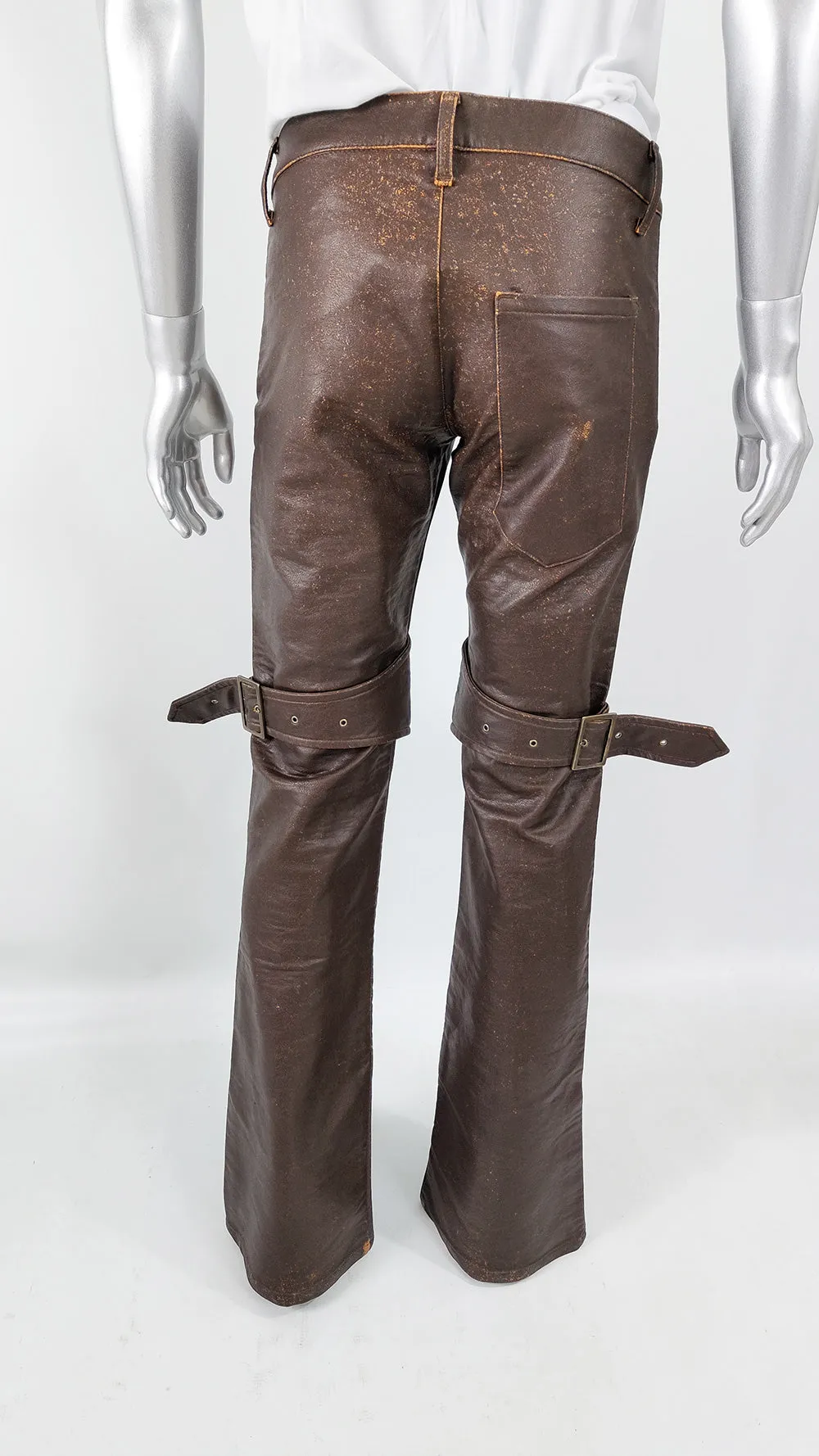 Andrew Mackenzie Vintage Mens Studded Faux Leather Trousers