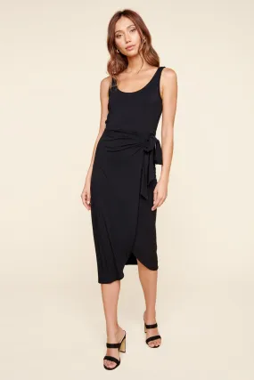 Anya Sleeveless Side Tie Jersey Knit Midi Dress