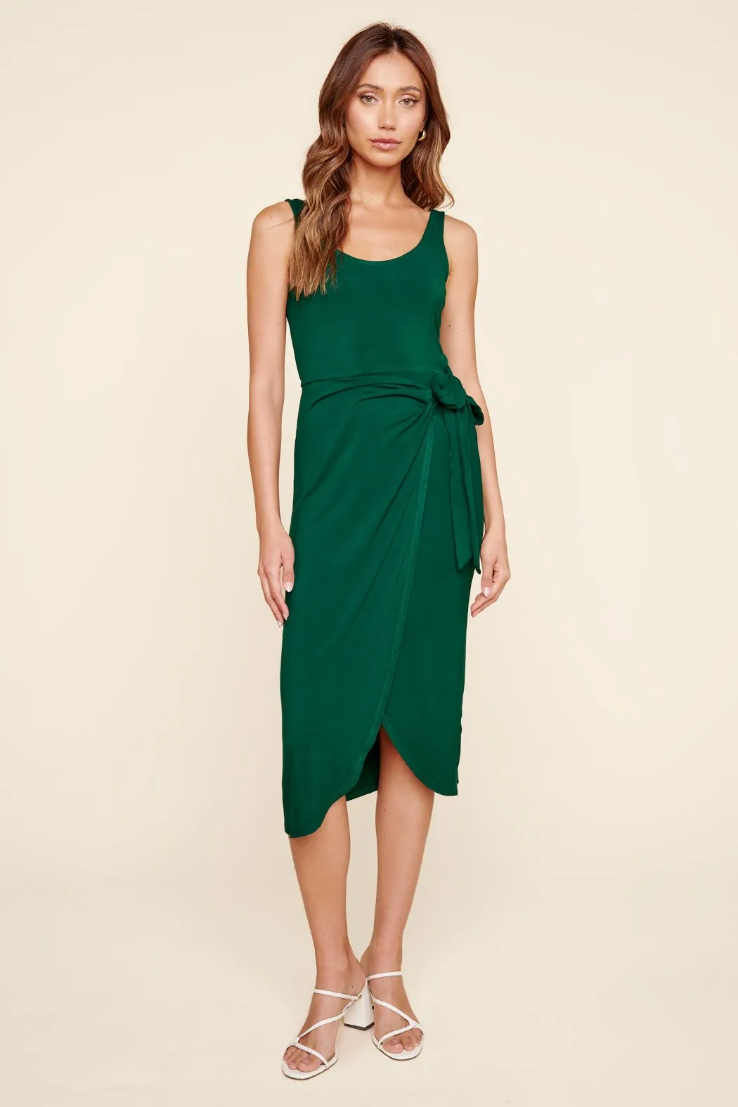 Anya Sleeveless Side Tie Jersey Knit Midi Dress