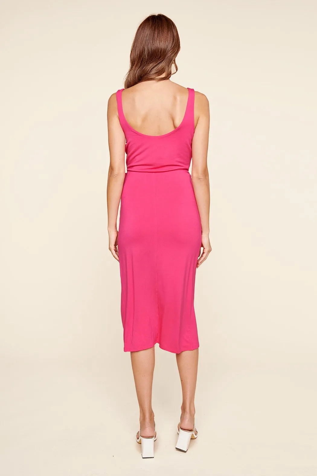 Anya Sleeveless Side Tie Jersey Knit Midi Dress