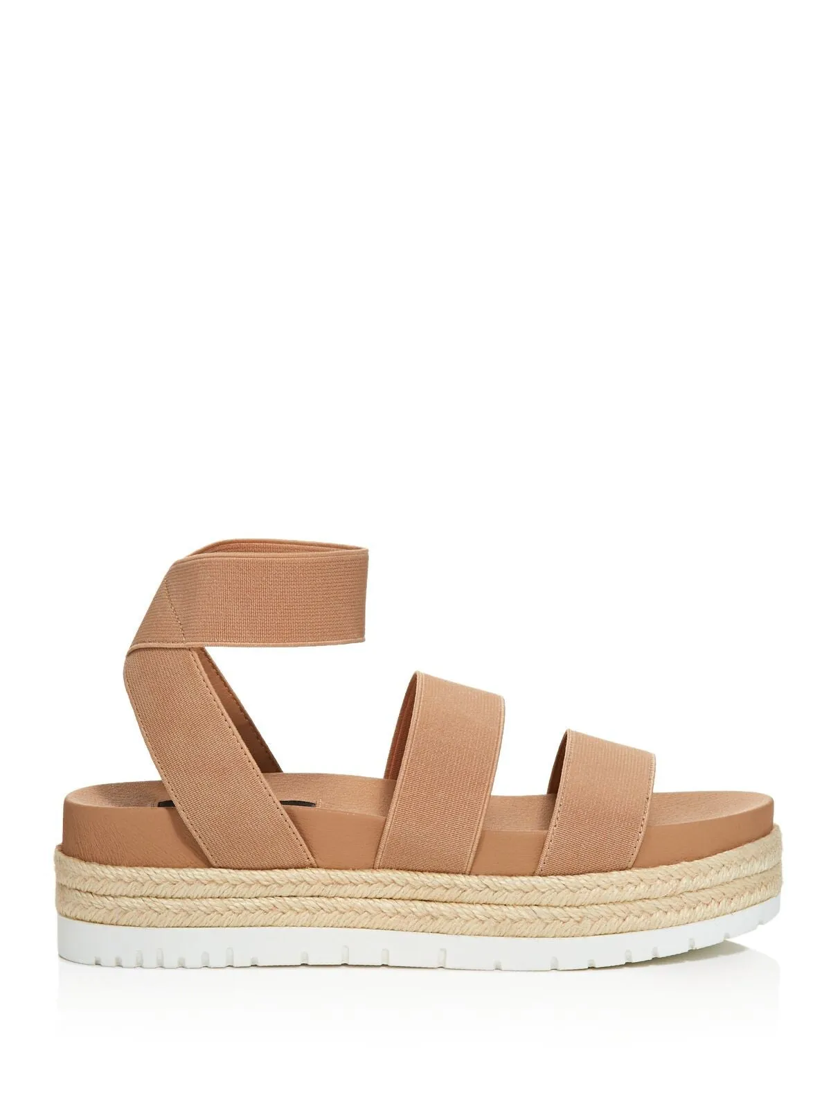 AQUA Women's Beige Platform Espadrilles with Jute Accent and Elastic Ankle Strap