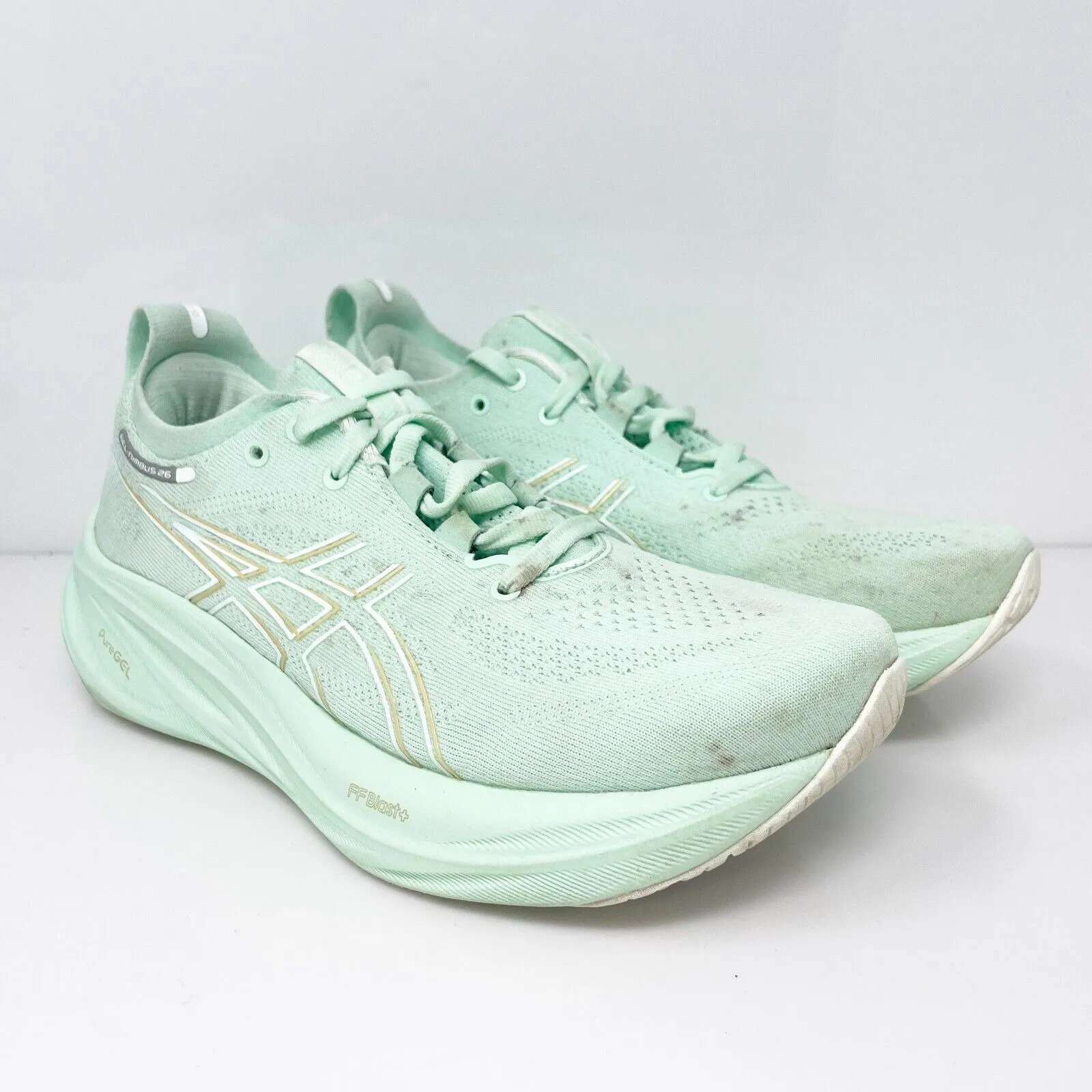 Asics Womens Gel Nimbus 26 1012B601 Green Running Shoes Sneakers Size 7.5