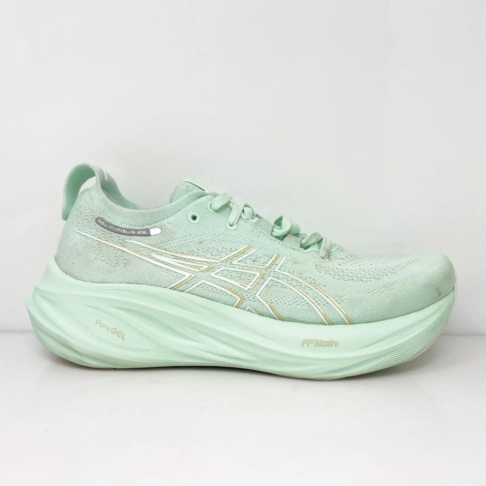 Asics Womens Gel Nimbus 26 1012B601 Green Running Shoes Sneakers Size 7.5