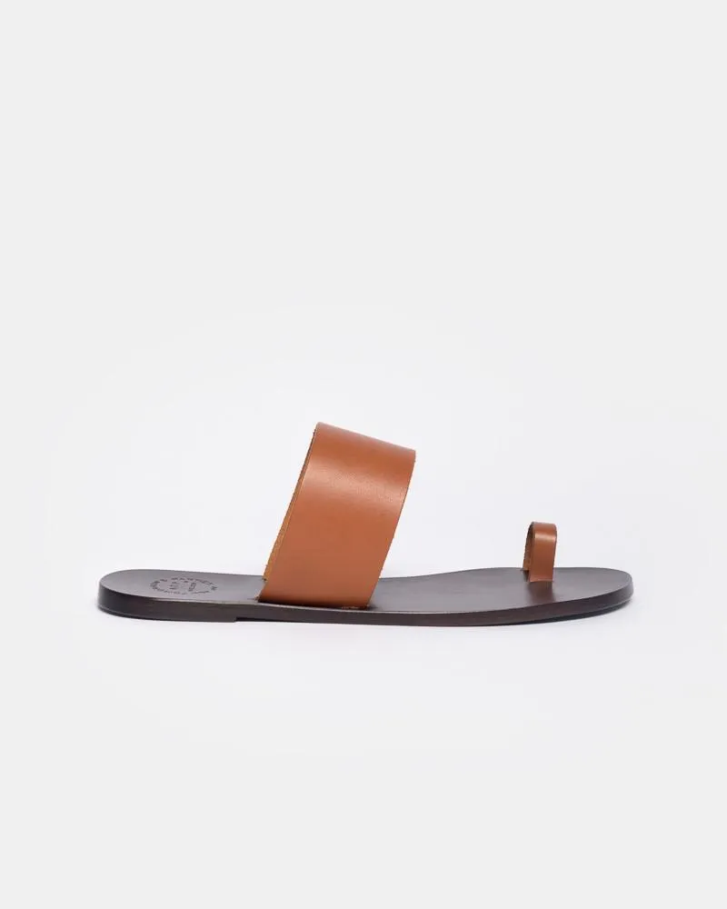 Astrid Flat Sandal in Dark Natural