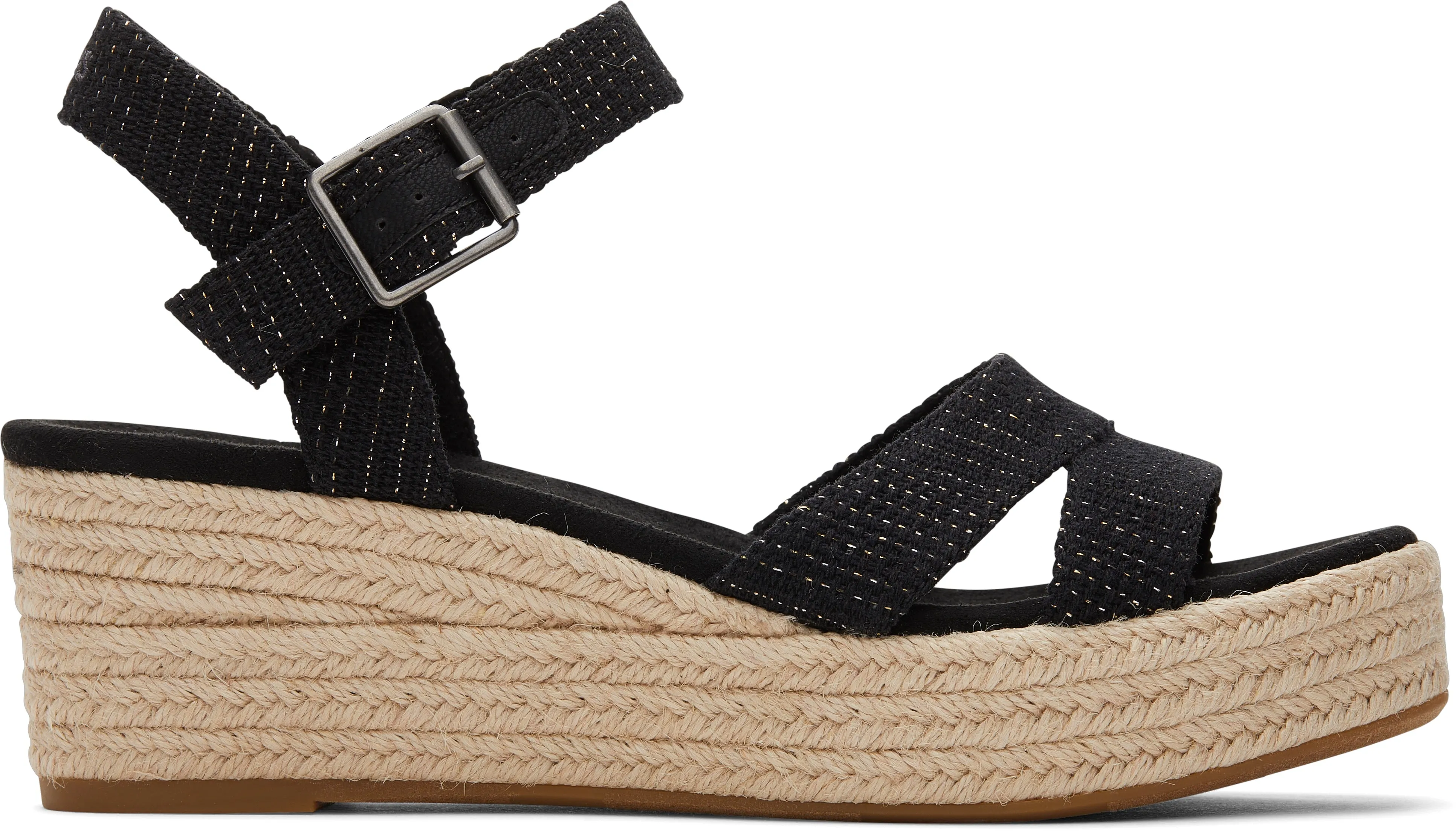 Black Metallic Linen Stripe Audrey Espadrille Sandal