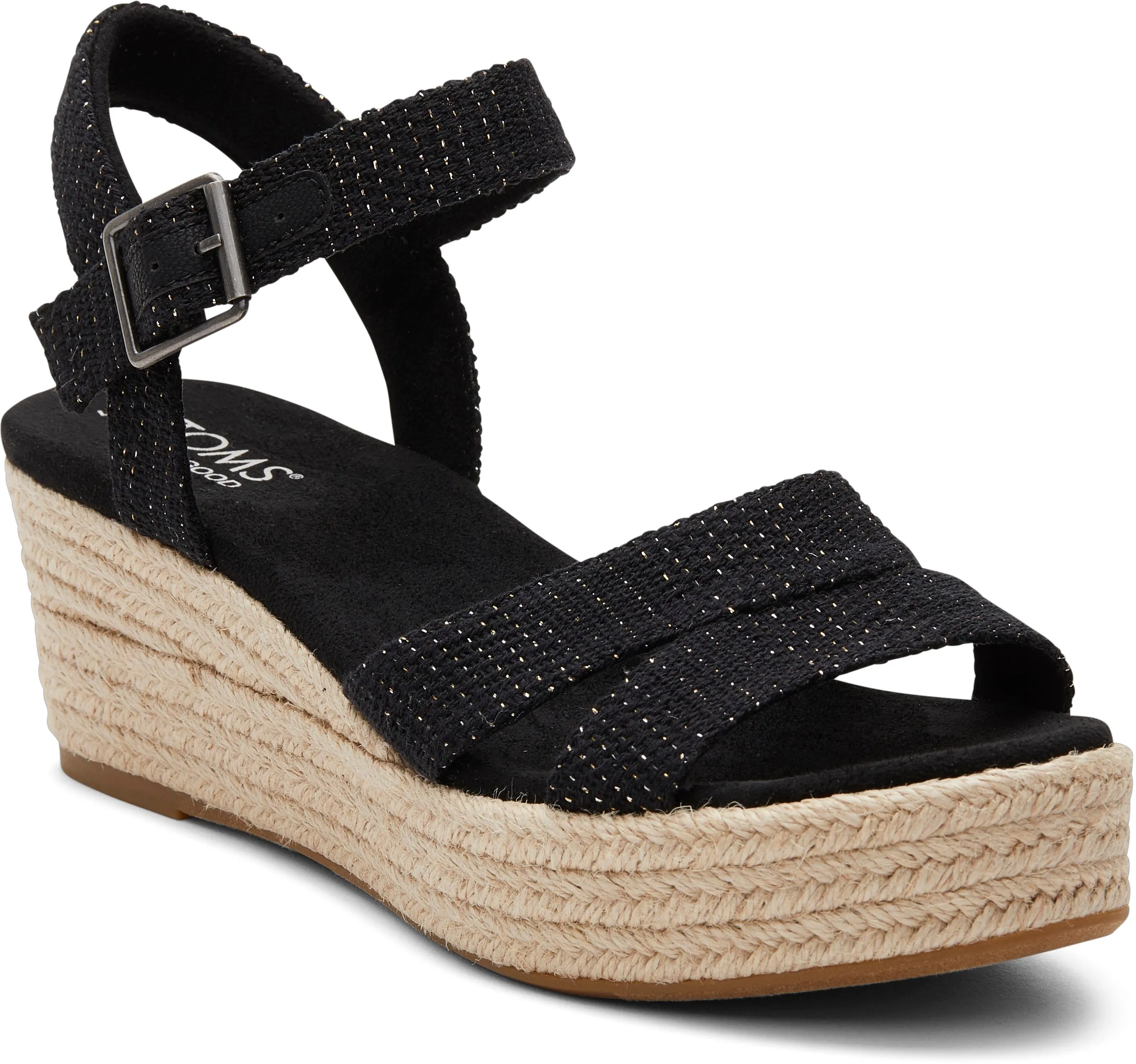 Black Metallic Linen Stripe Audrey Espadrille Sandal