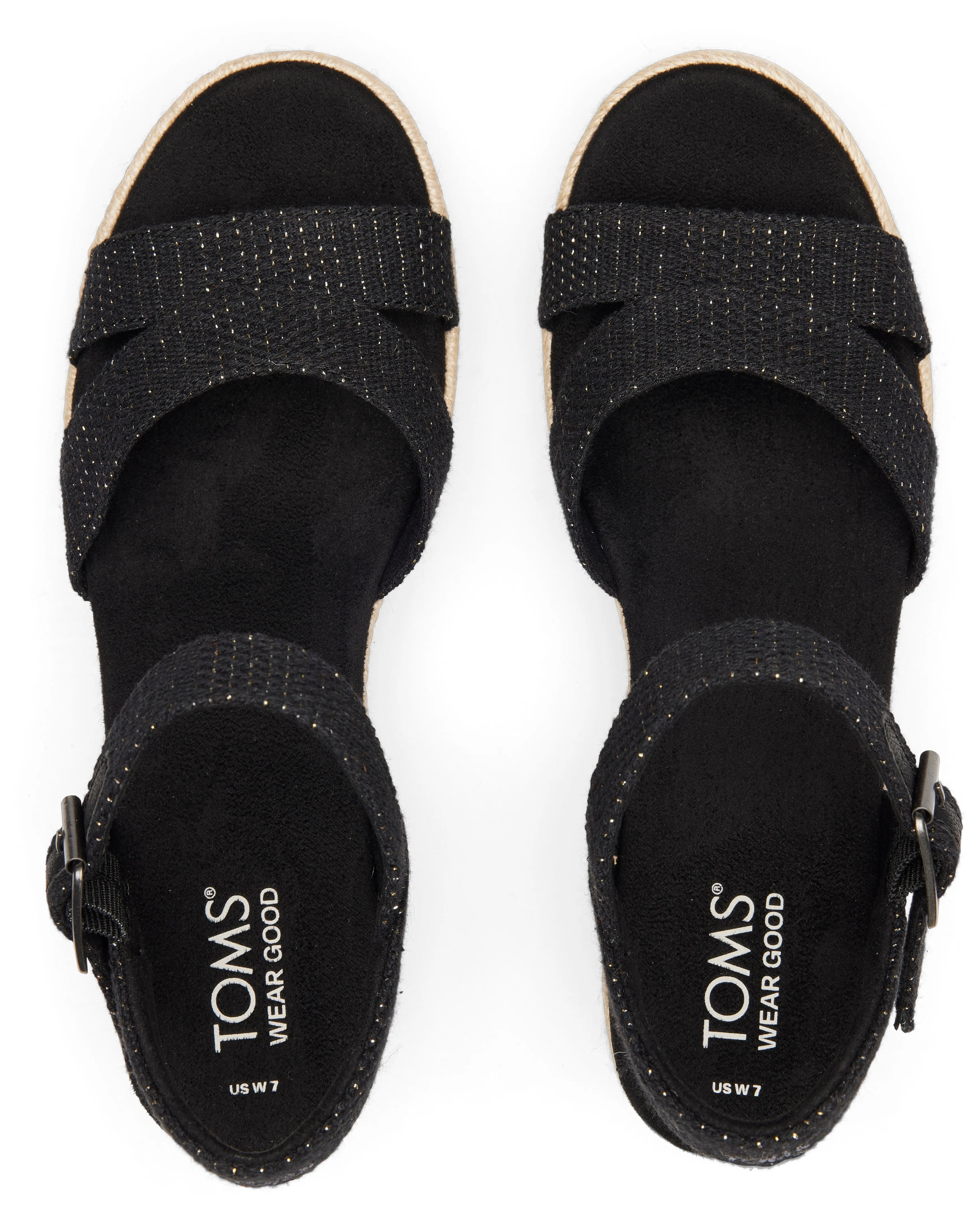 Black Metallic Linen Stripe Audrey Espadrille Sandal