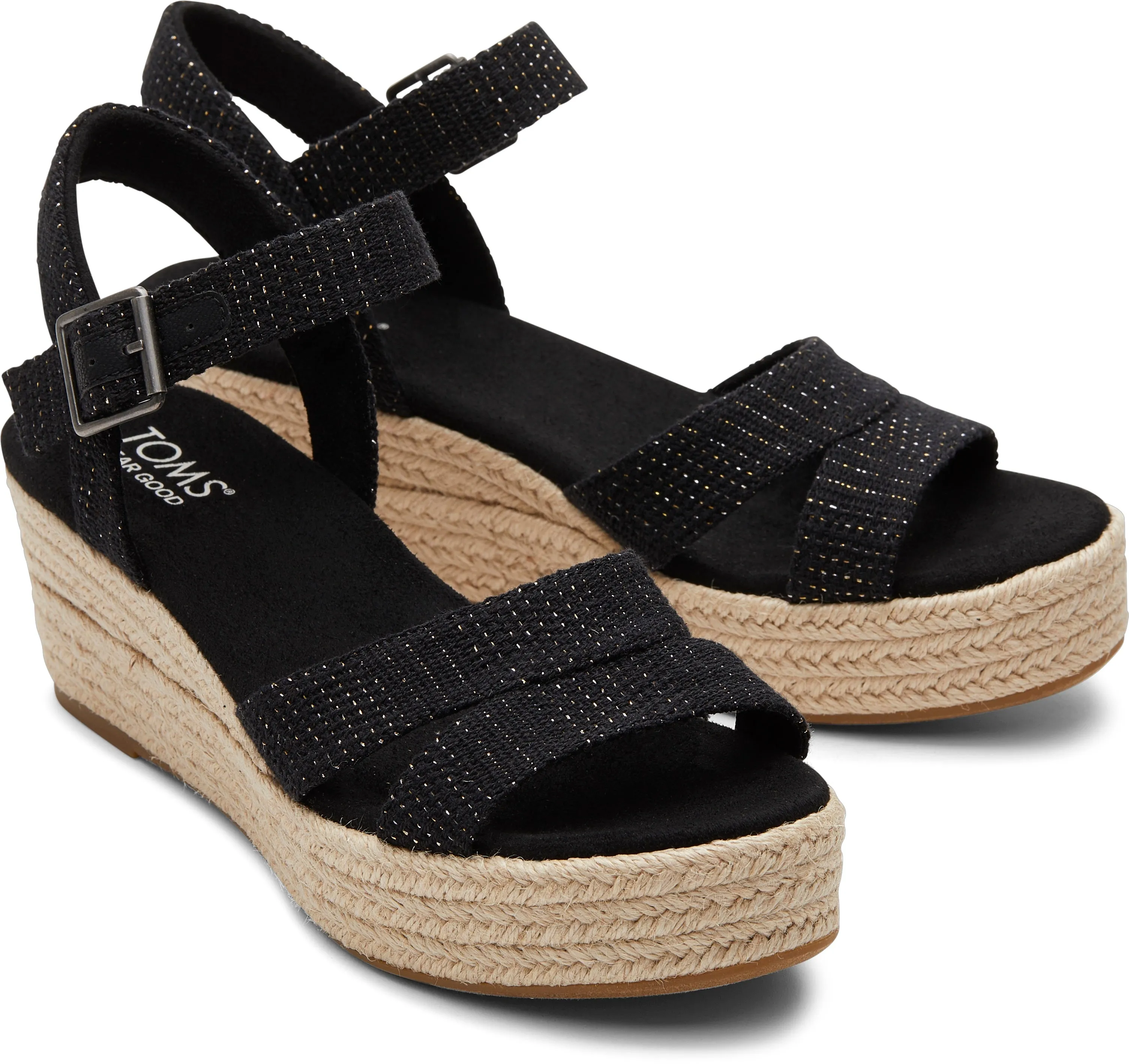 Black Metallic Linen Stripe Audrey Espadrille Sandal