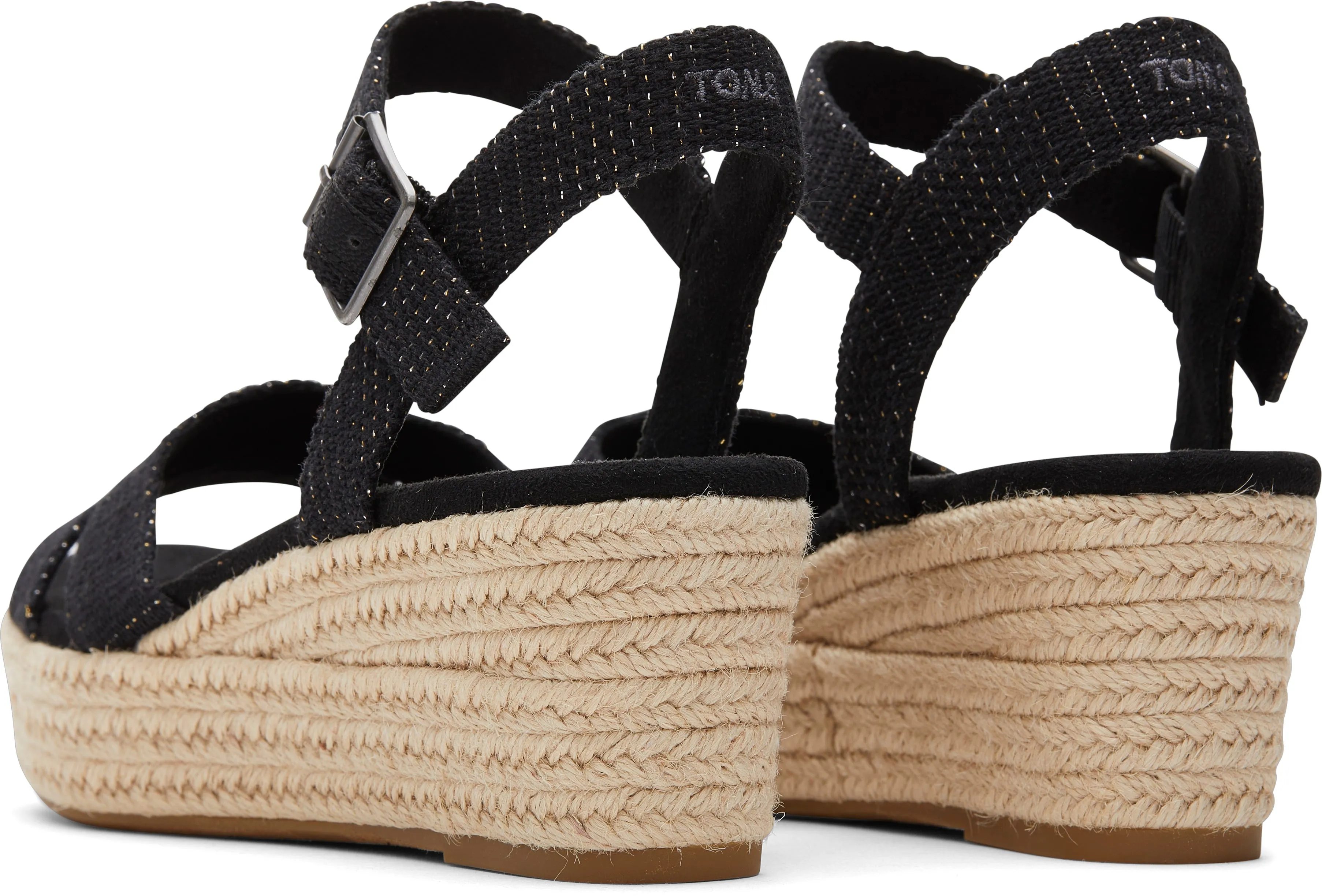 Black Metallic Linen Stripe Audrey Espadrille Sandal