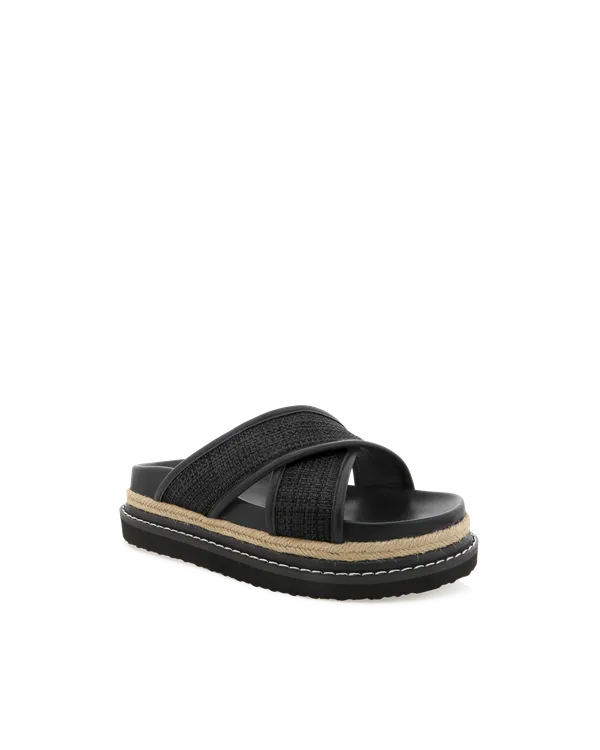 Aysha Slides - Black Raffia