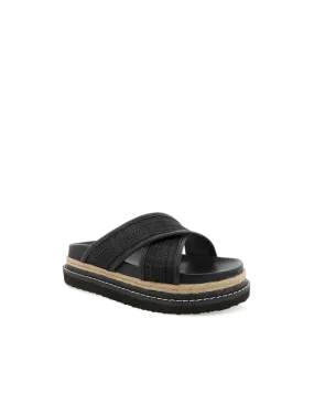 Aysha Slides - Black Raffia