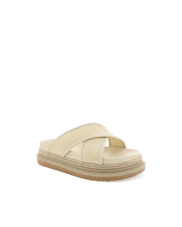 Aysha Slides - Cream Raffia