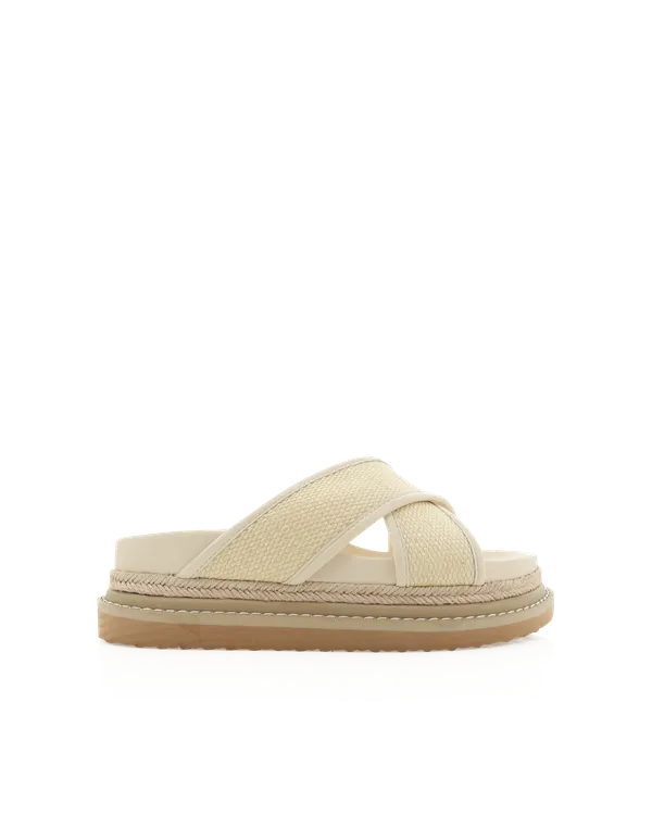 Aysha Slides - Cream Raffia