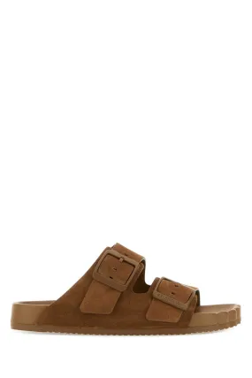 Balenciaga Camel Suede Sunday Slippers