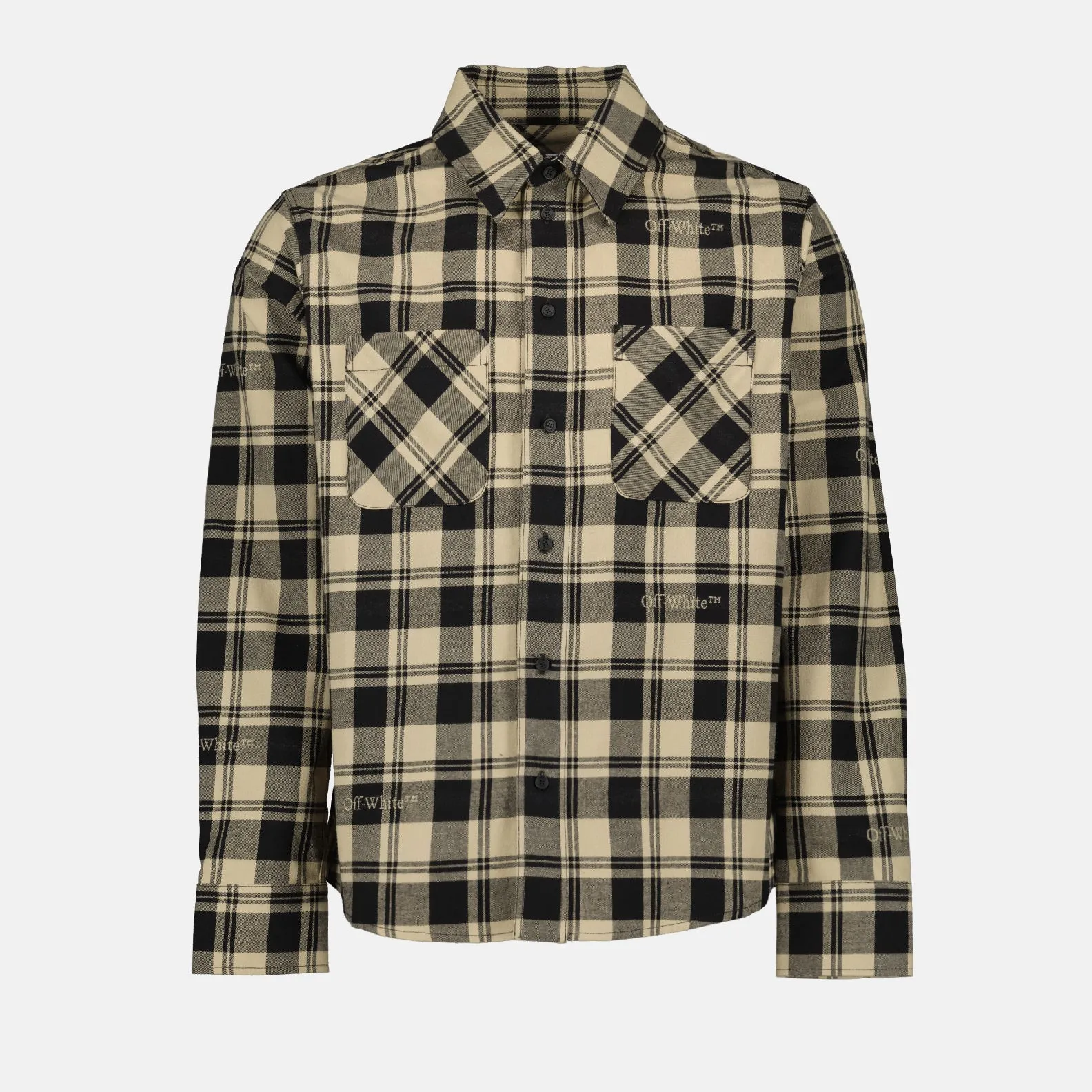 Beige Check Flannel Shirt