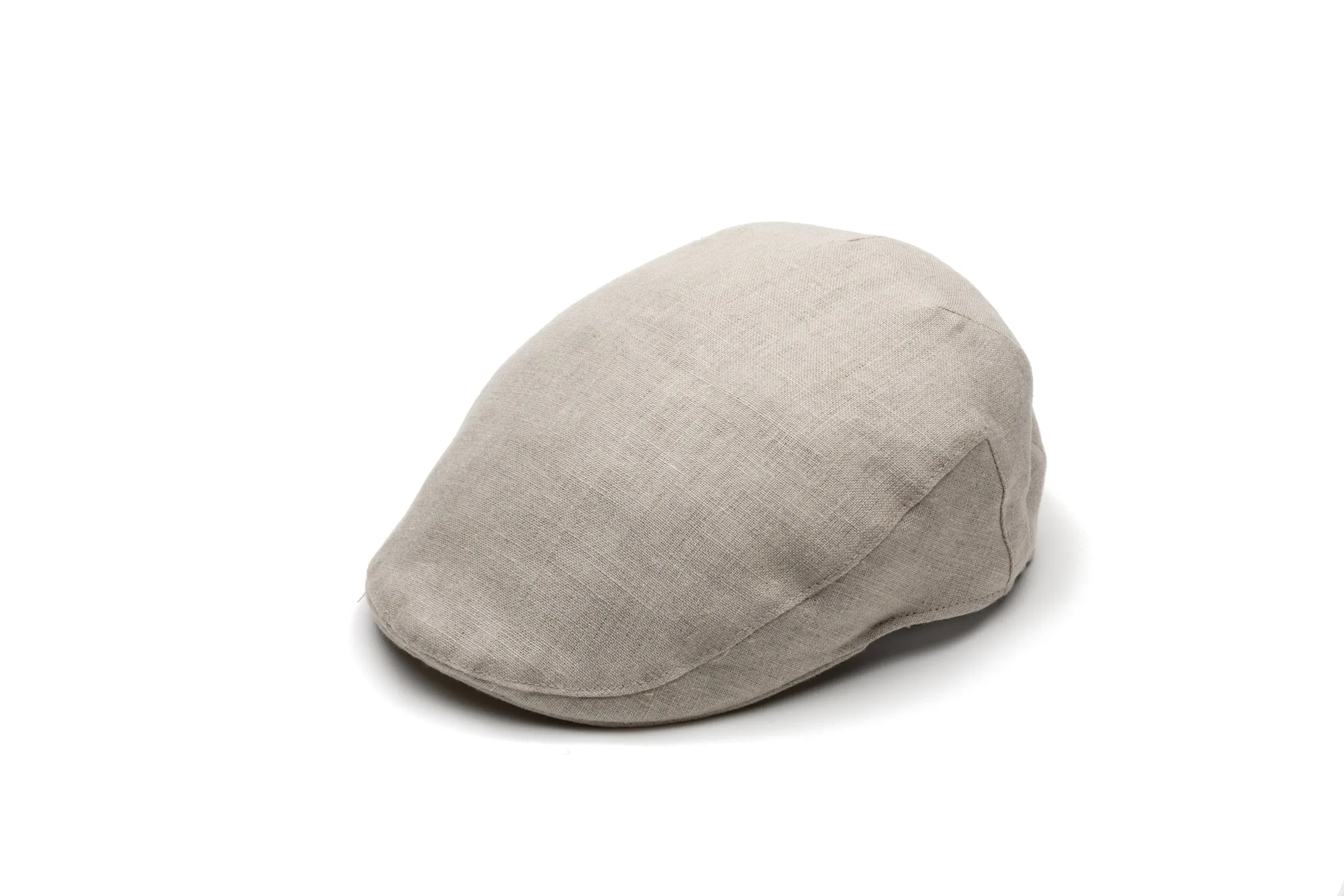 Beige Linen Flat Cap