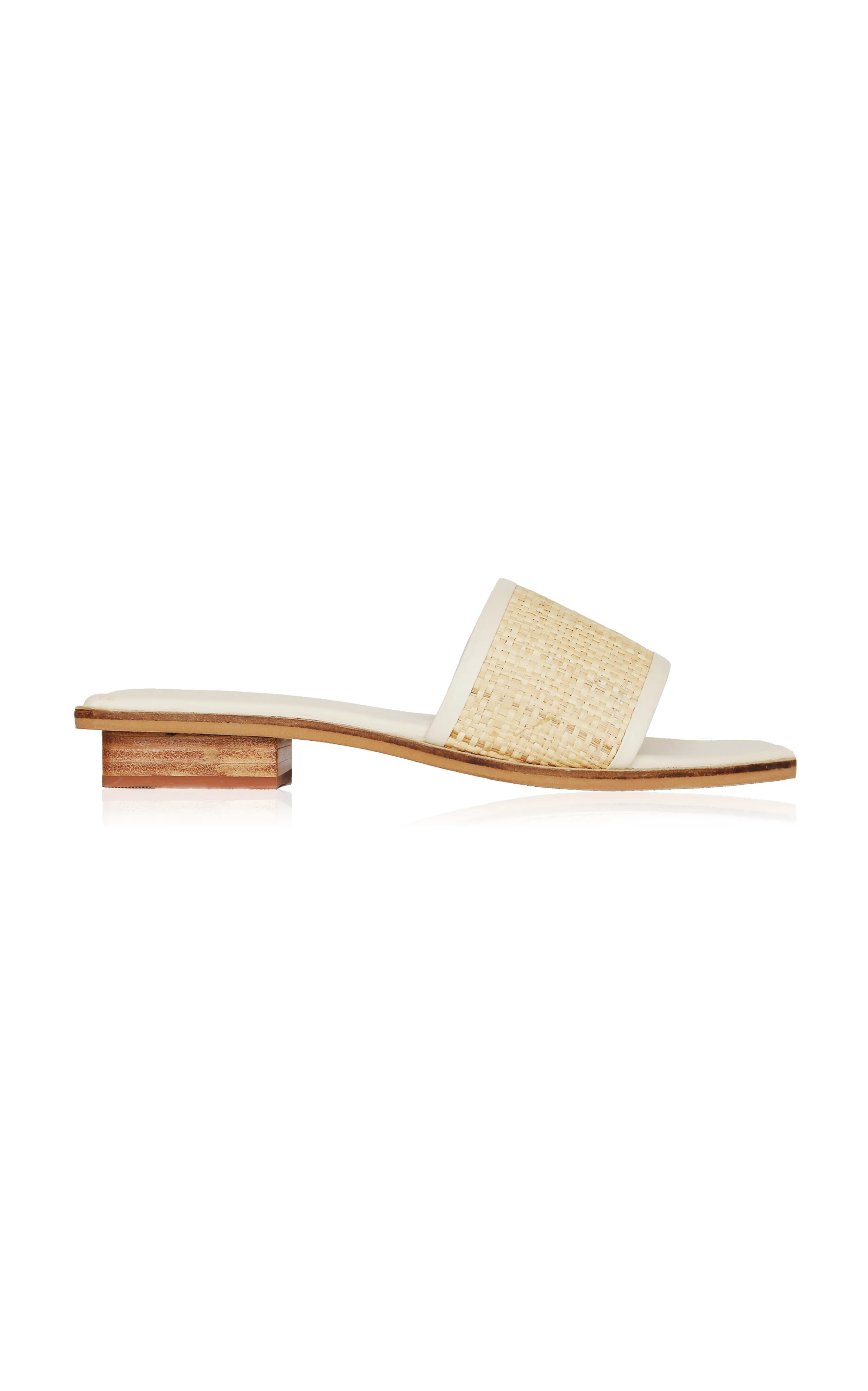 Bembien Ona Leather-Trimmed Raffia Slides