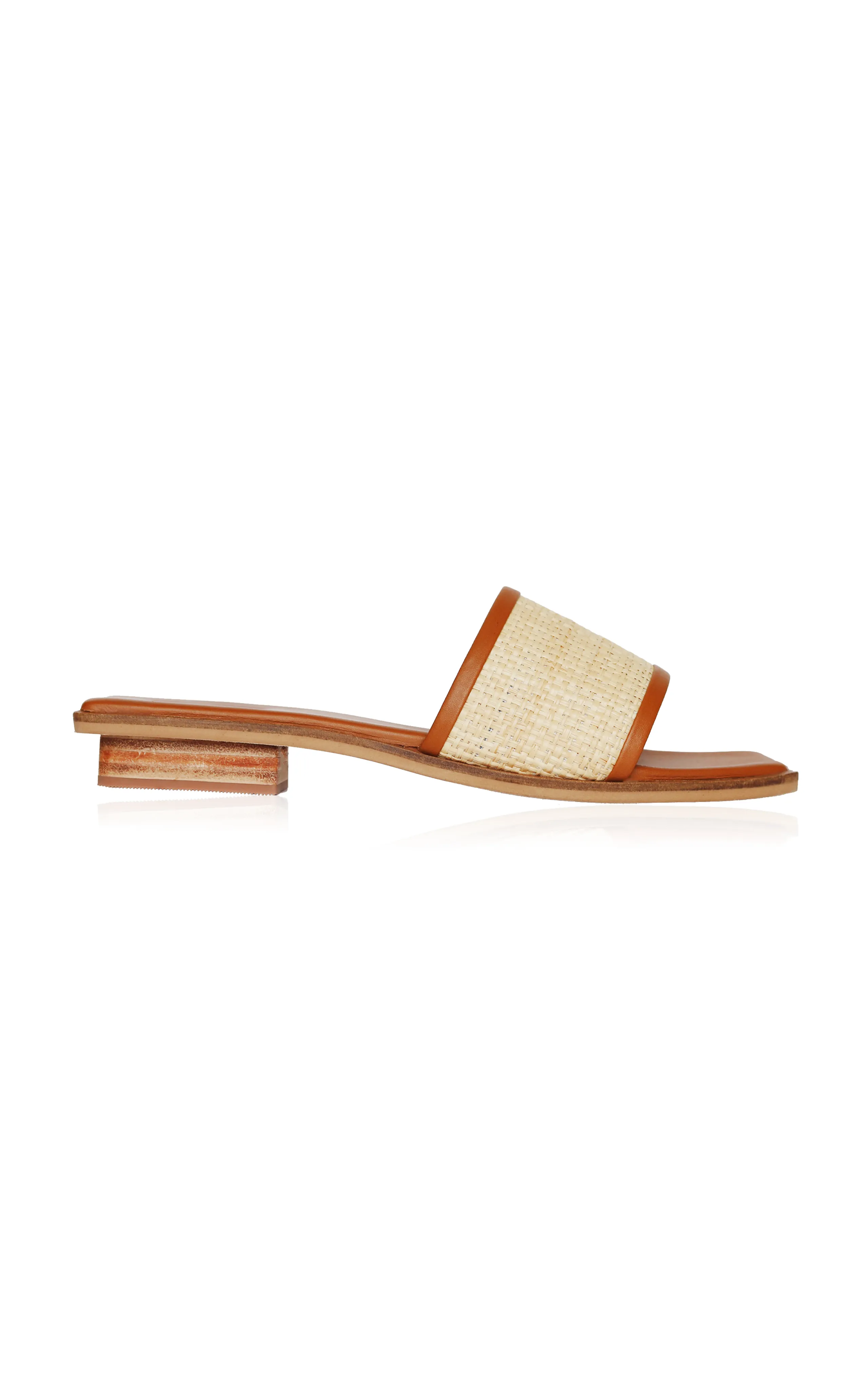 Bembien Ona Leather-Trimmed Raffia Slides