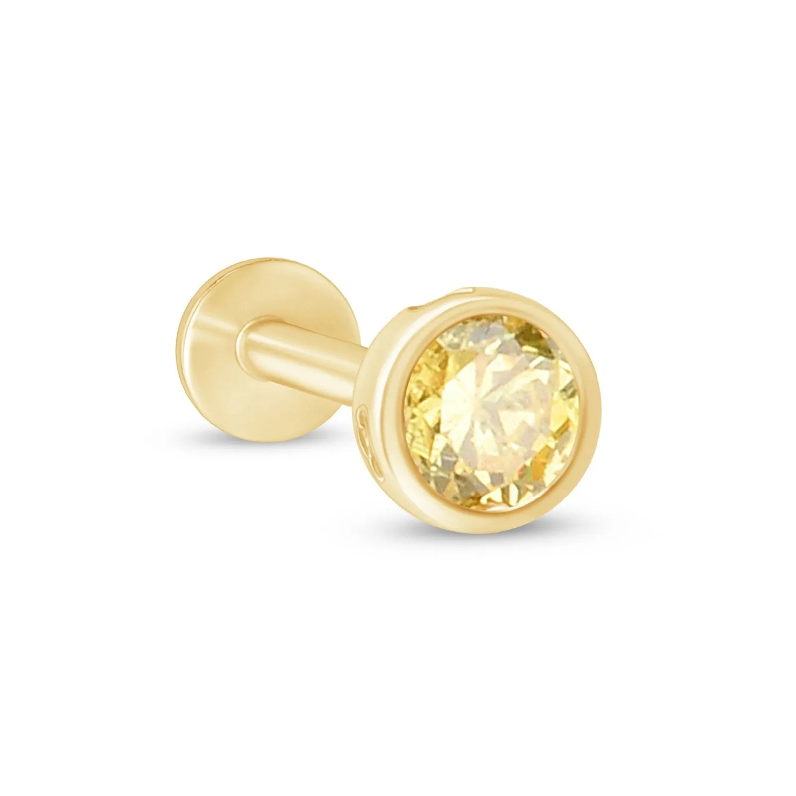 Bezel Set Citrine Flat Back Stud