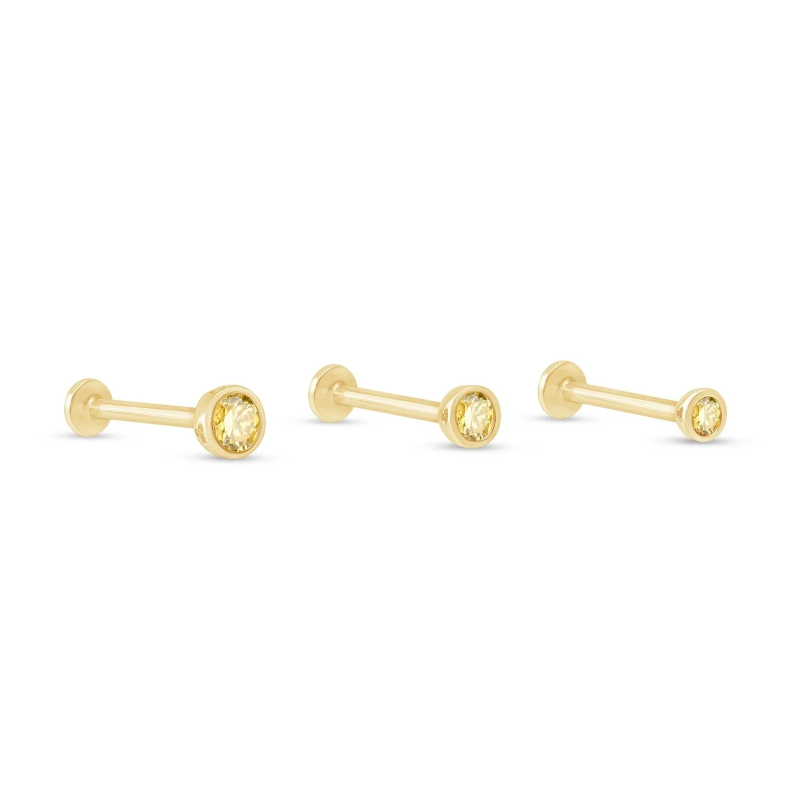 Bezel Set Citrine Flat Back Stud