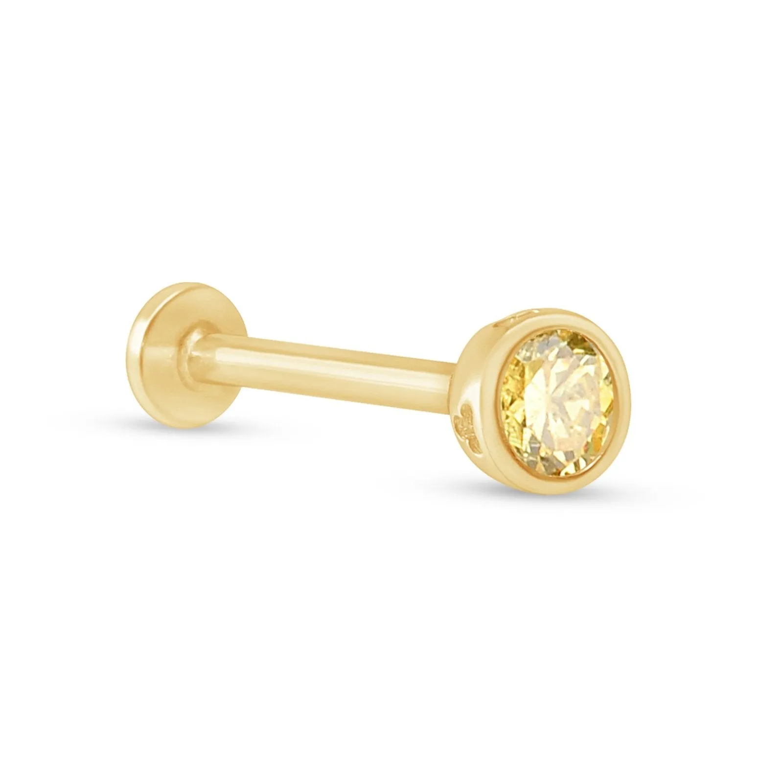 Bezel Set Citrine Flat Back Stud