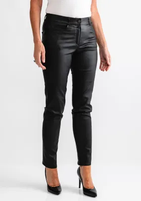 Bianca Denver Faux Leather Slim Trousers, Black