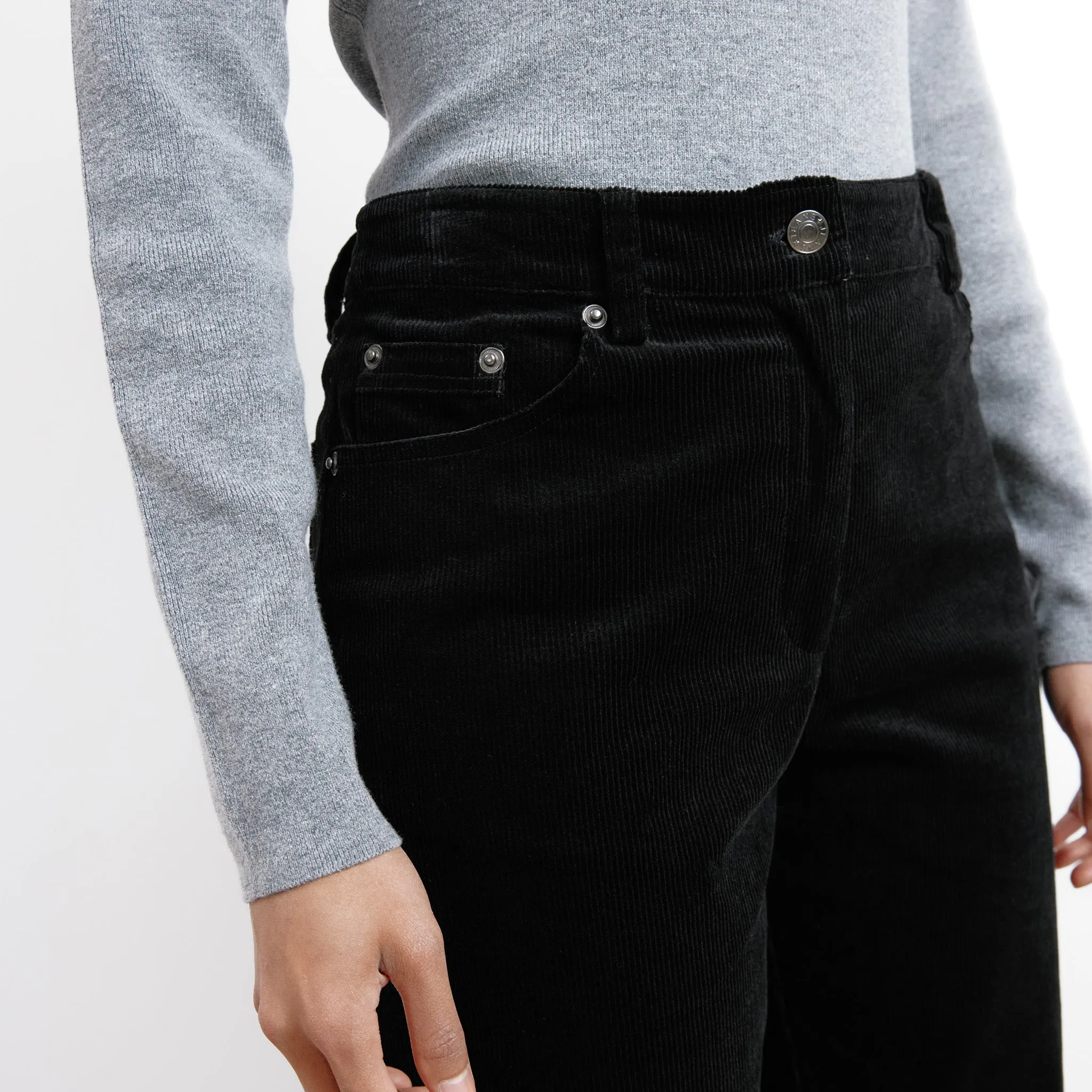 Black Cord Straight Leg Trousers