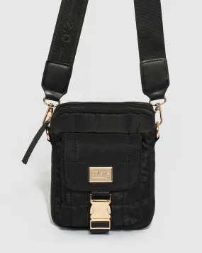 Black Emma Lock Crossbody Bag