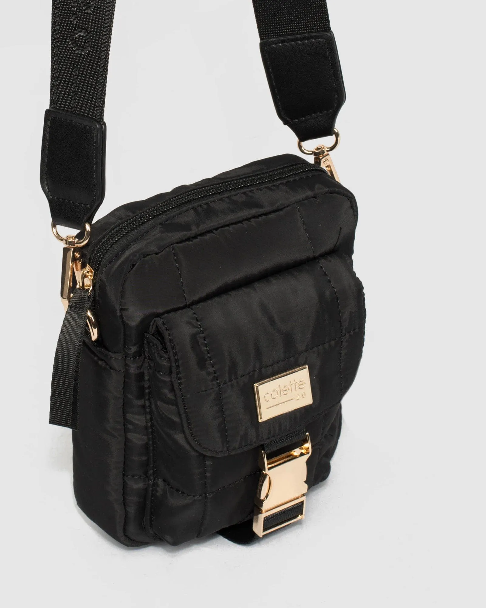 Black Emma Lock Crossbody Bag