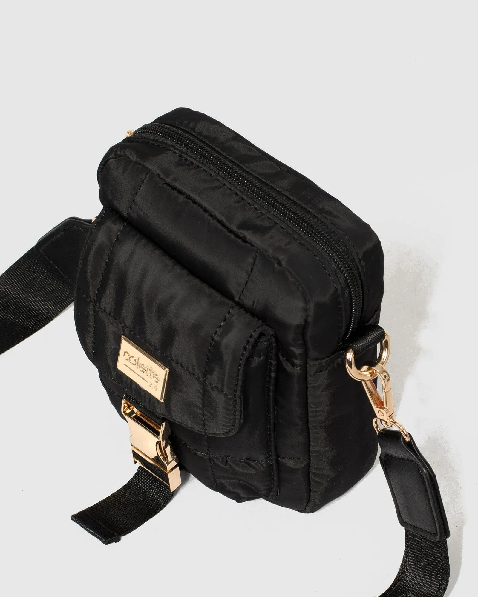 Black Emma Lock Crossbody Bag