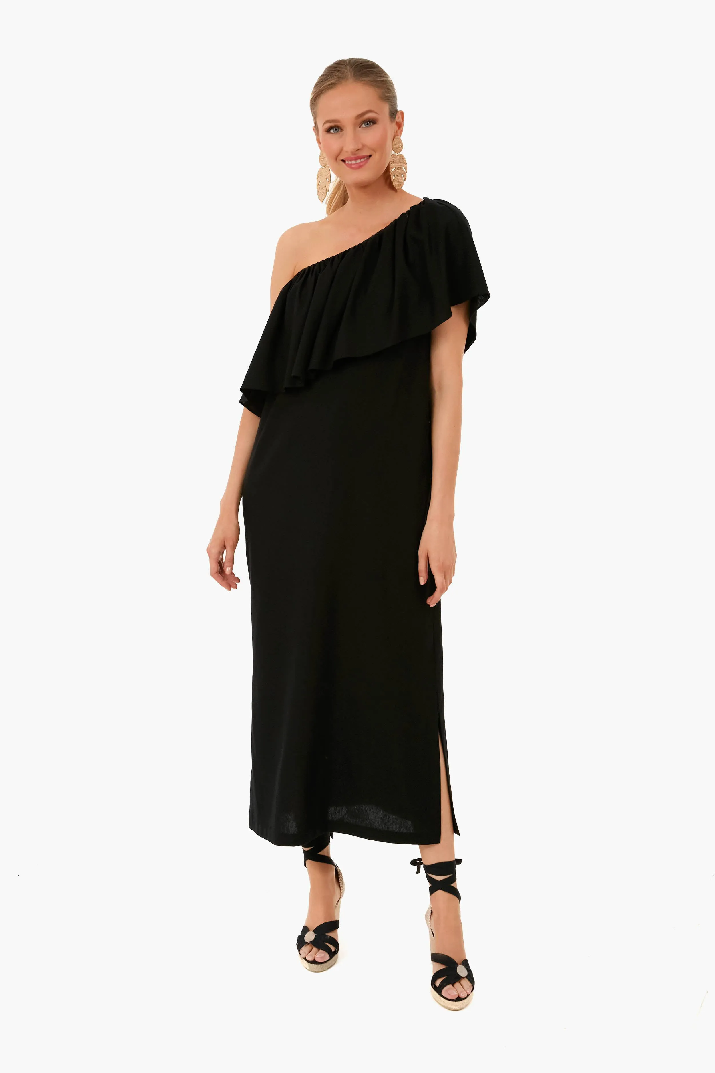 Black Florencia One Shoulder Dress