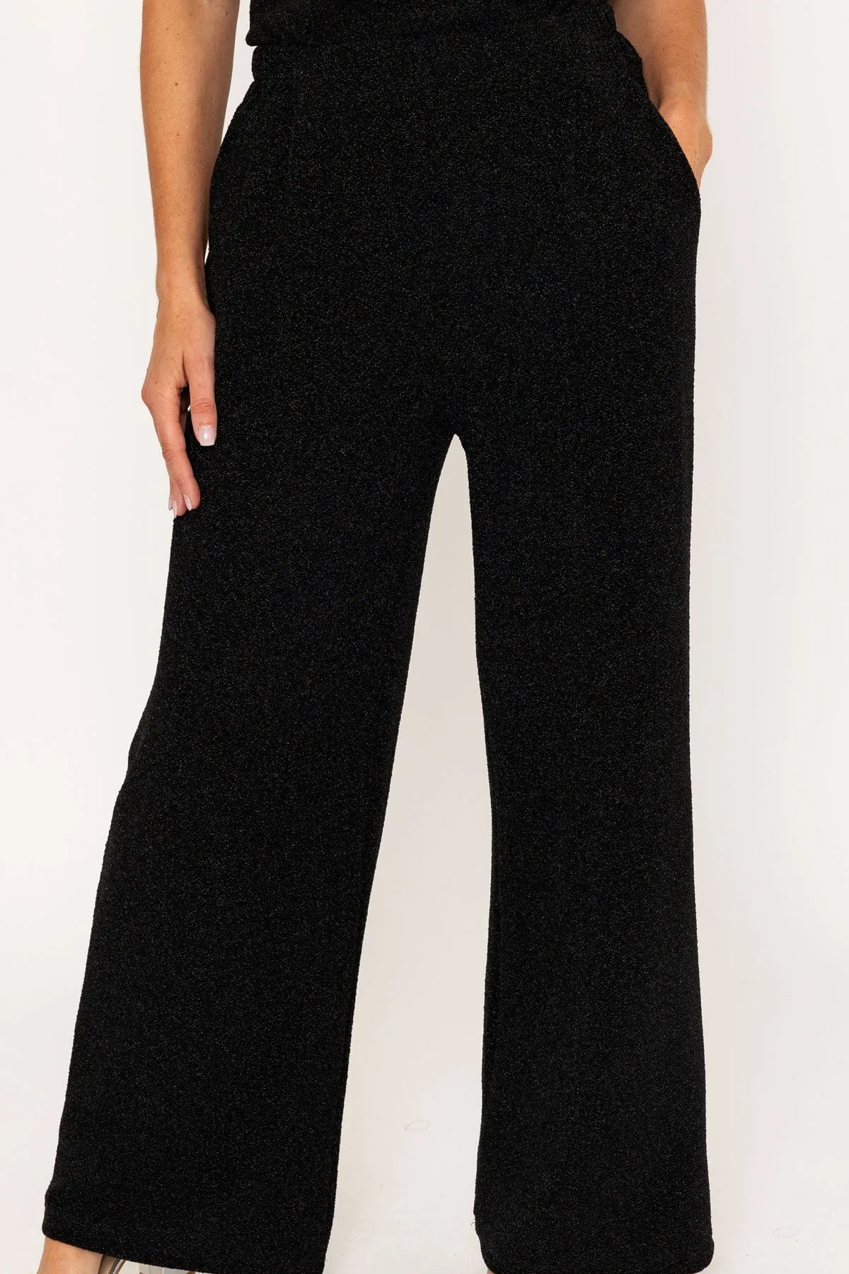 Black Lurex Wide Leg Trousers