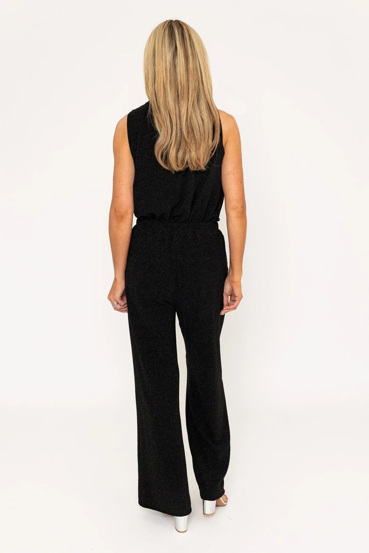 Black Lurex Wide Leg Trousers