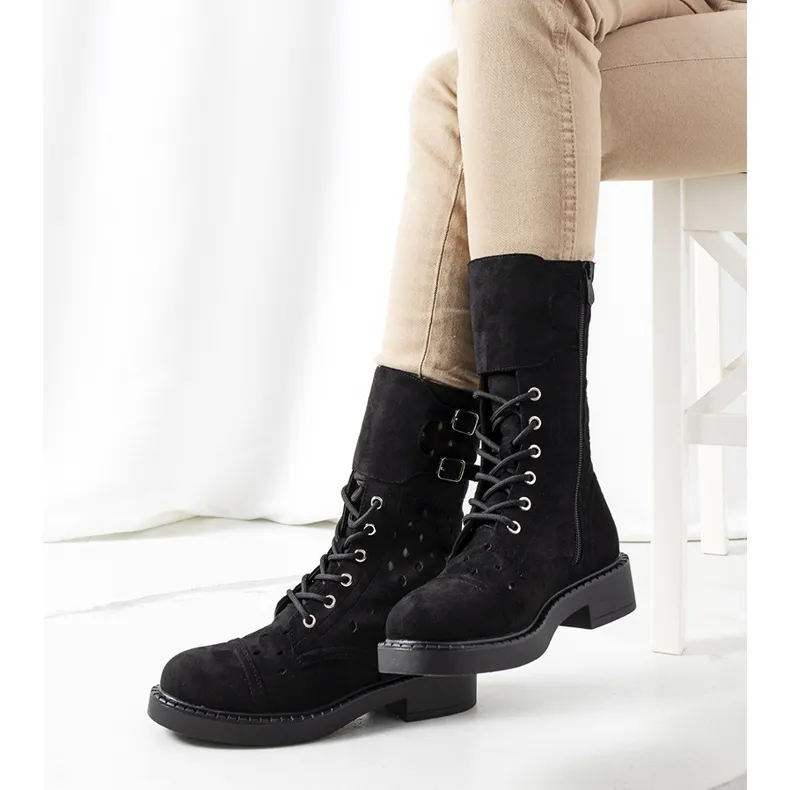 Black openwork Barkly boots