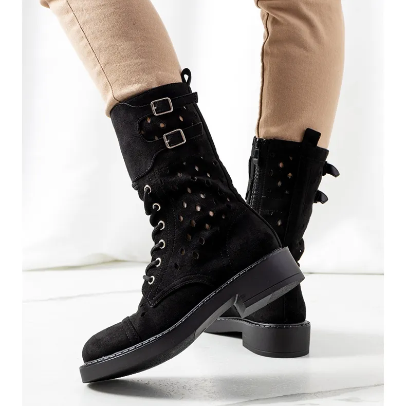 Black openwork Barkly boots