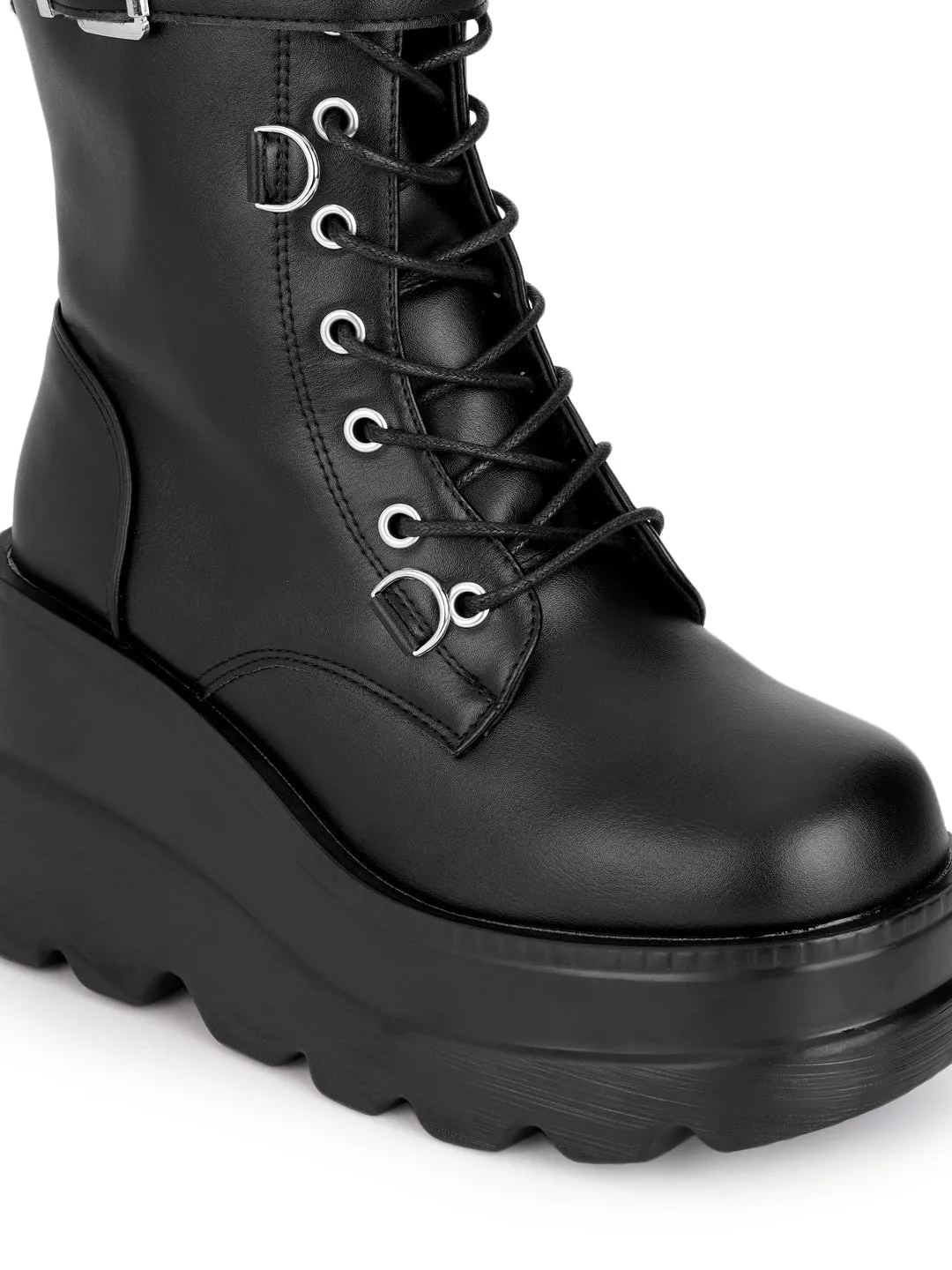 Black PU High-End-Fashion Stylish Ankle Boots (TC-RS3680-BLK)