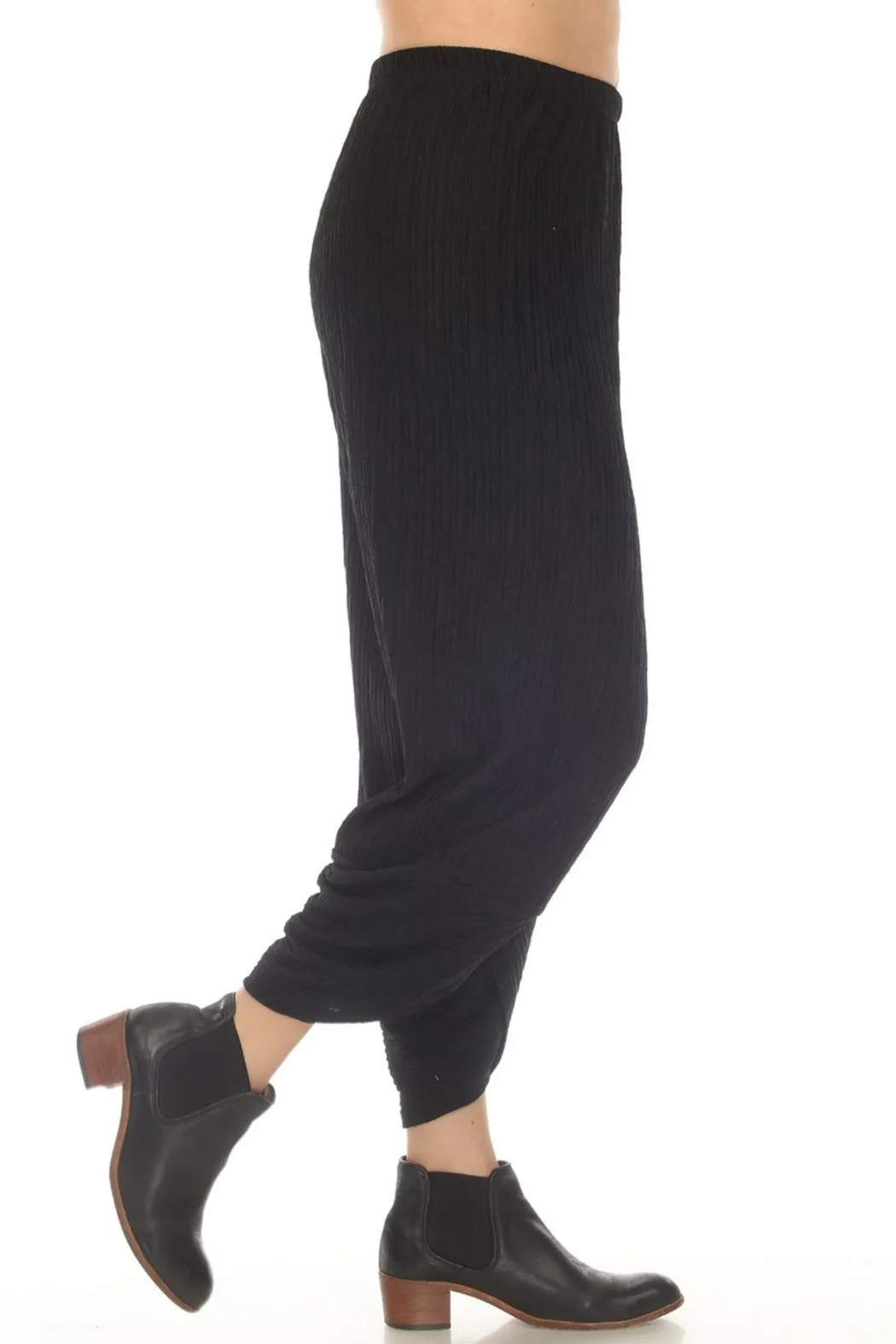 Black Textured Knit Pant