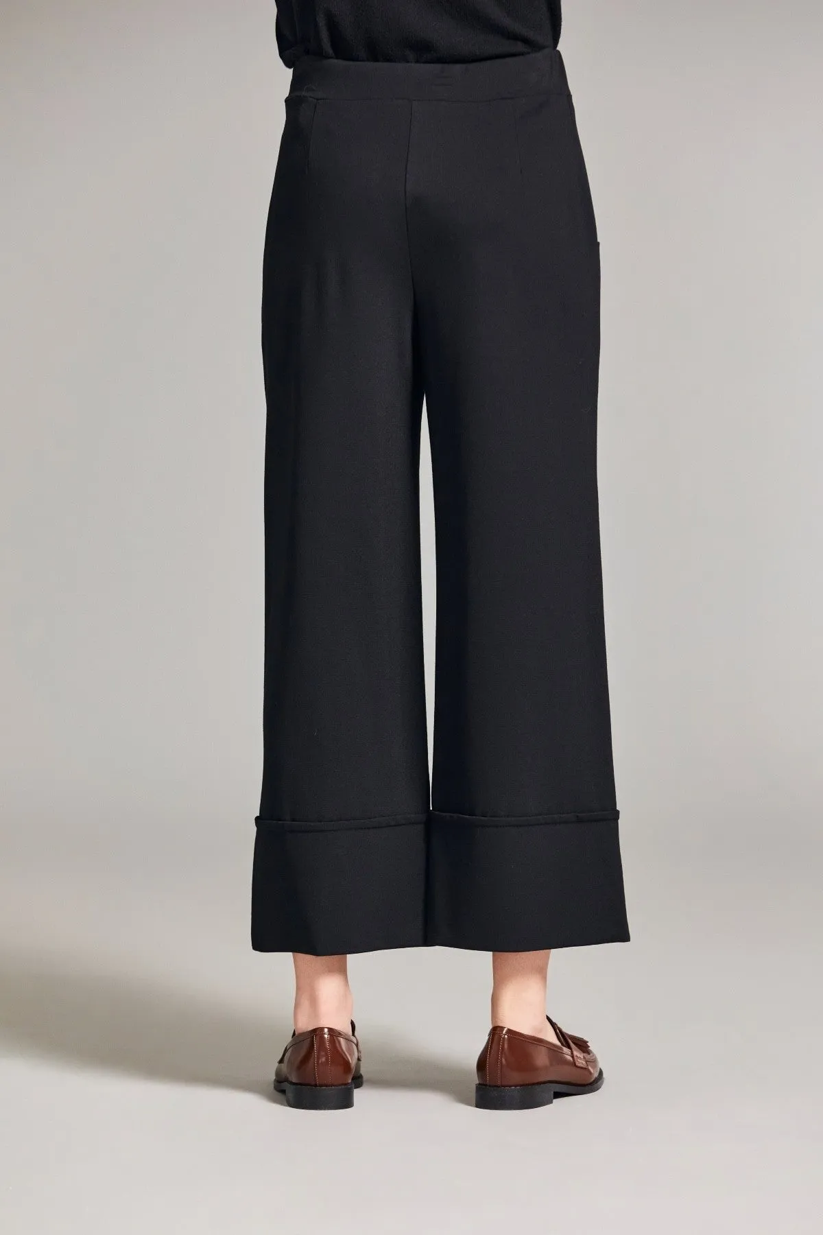 Black Wide Leg Crop Trousers