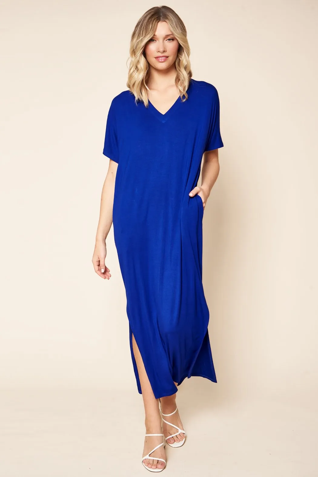 Blanca Jersey Knit Draped Maxi Dress