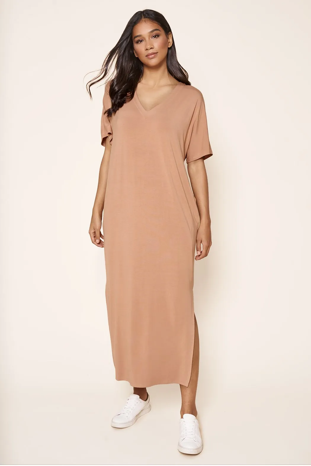 Blanca Jersey Knit Draped Maxi Dress