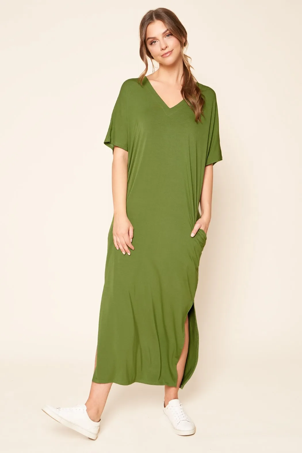 Blanca Jersey Knit Draped Maxi Dress