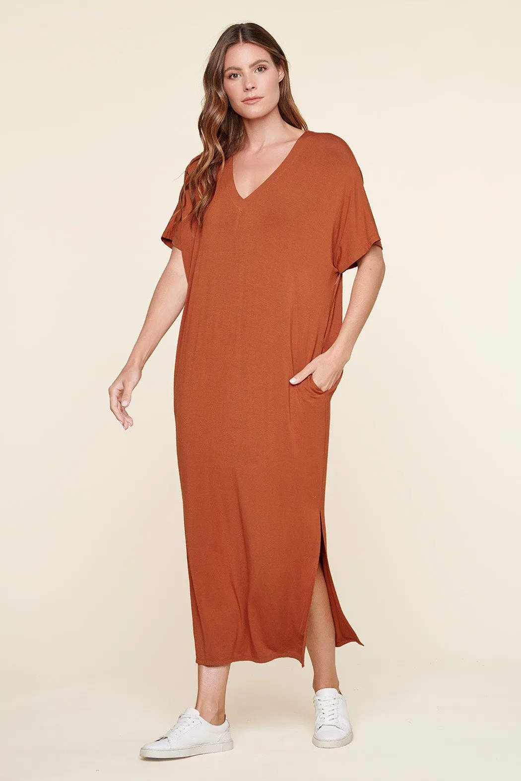 Blanca Jersey Knit Draped Maxi Dress