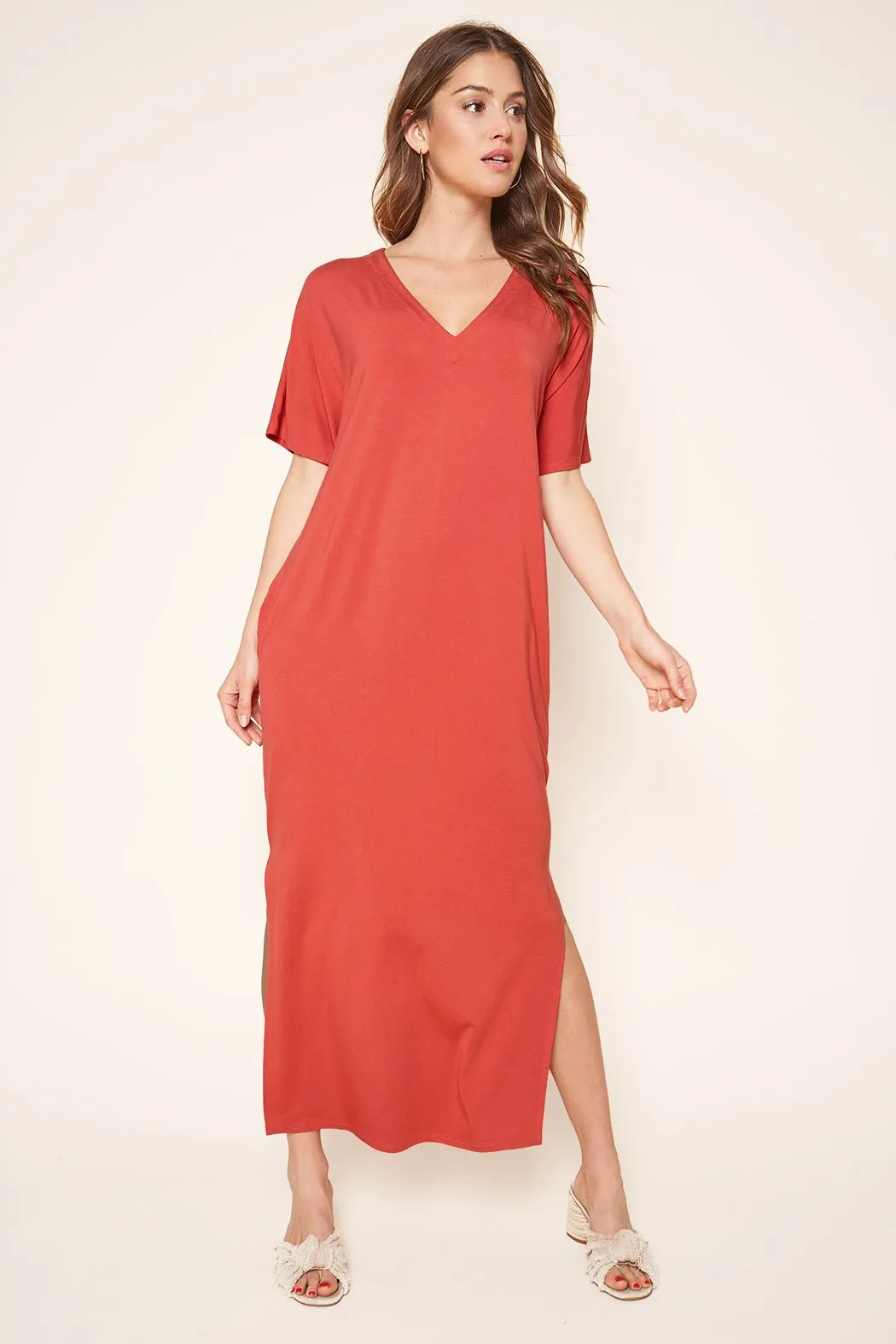 Blanca Jersey Knit Draped Maxi Dress