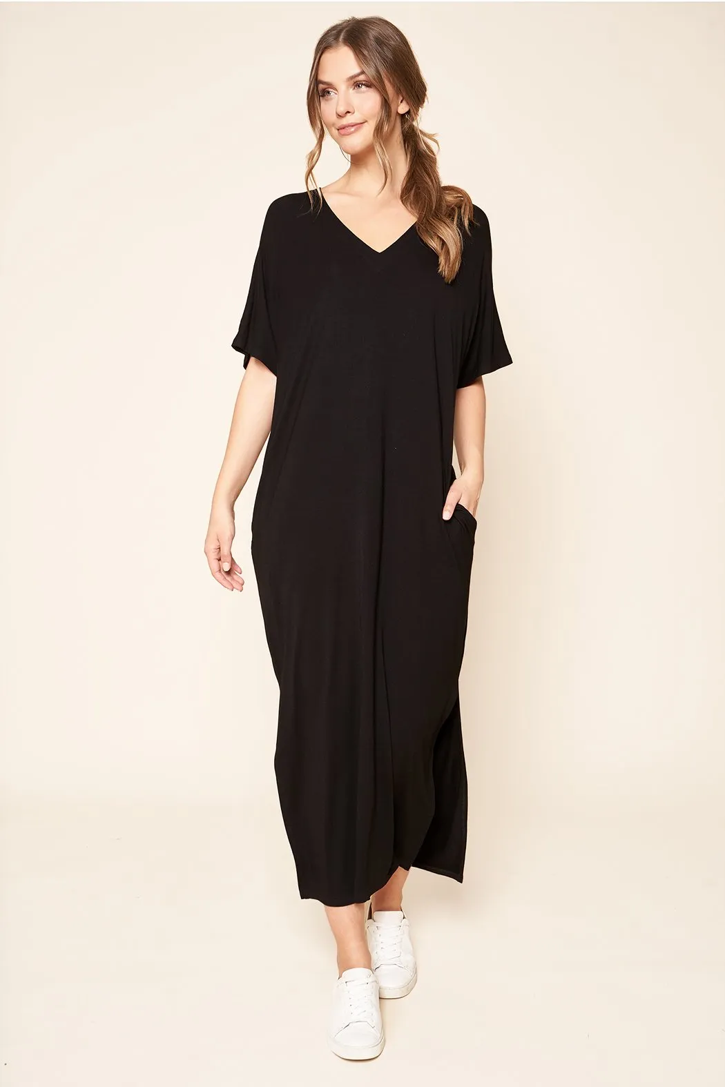 Blanca Jersey Knit Draped Maxi Dress